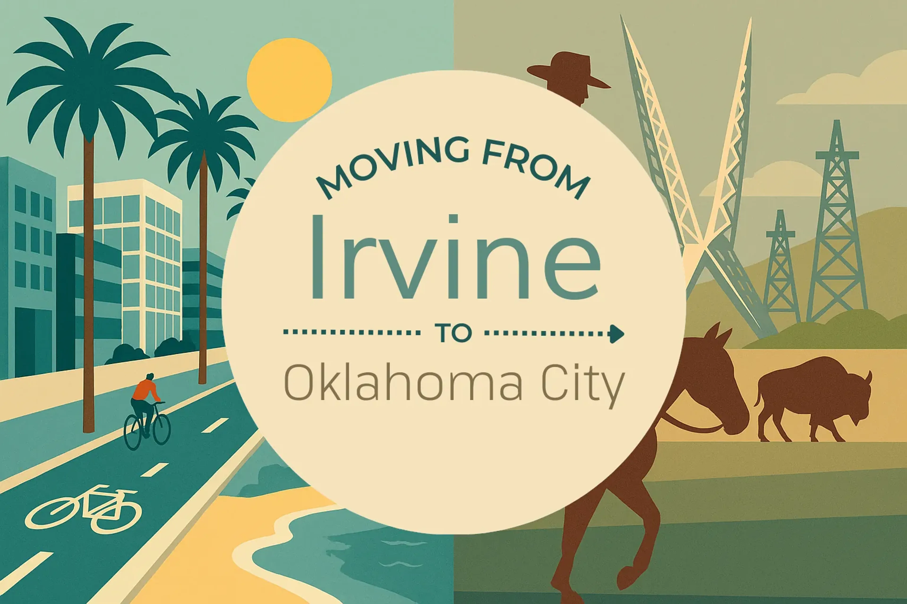 Side-by-side comparison of Irvine to Oklahoma City moving companies