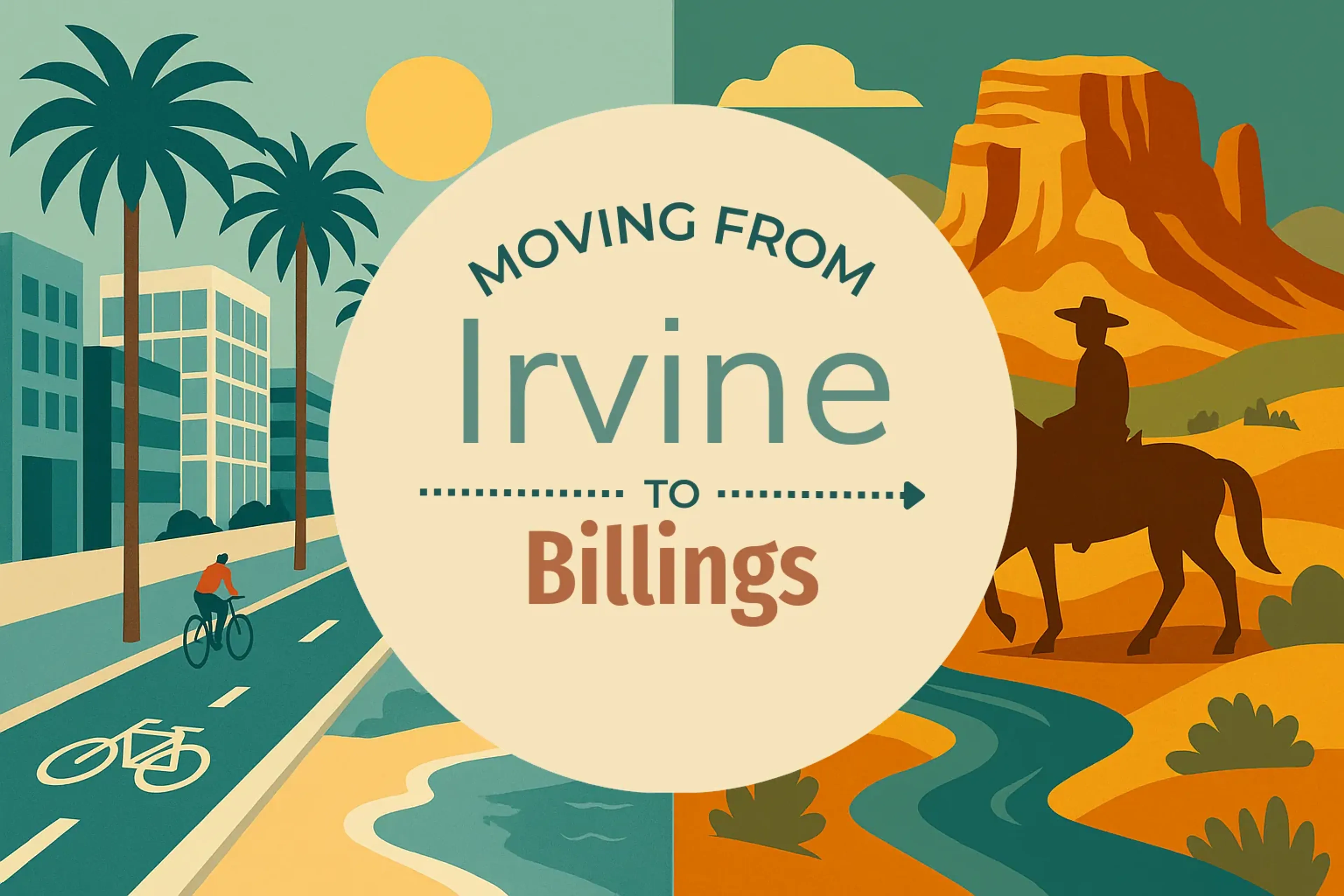 Side-by-side comparison of Irvine to Billings moving companies