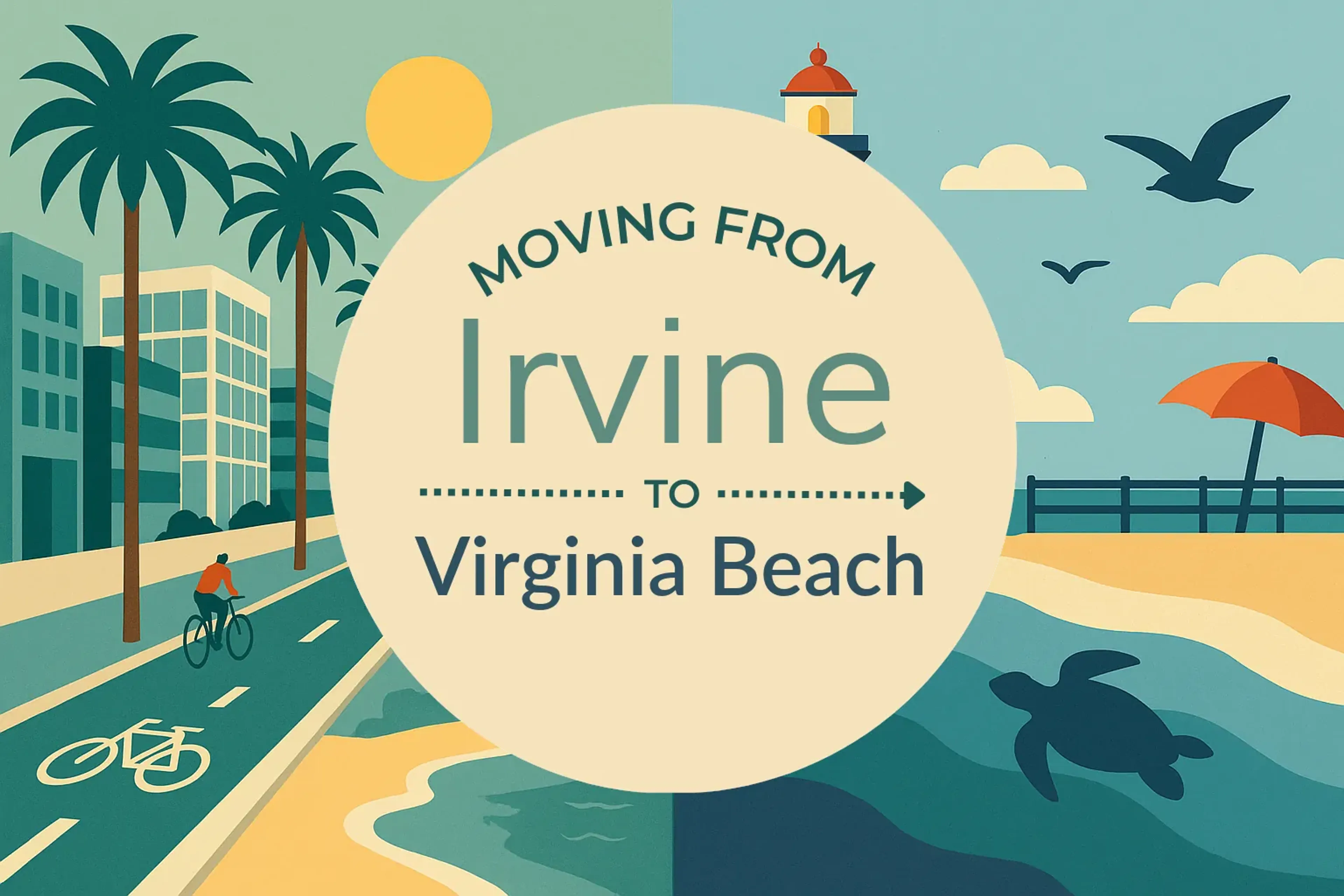 Side-by-side comparison of Irvine to Virginia Beach moving companies