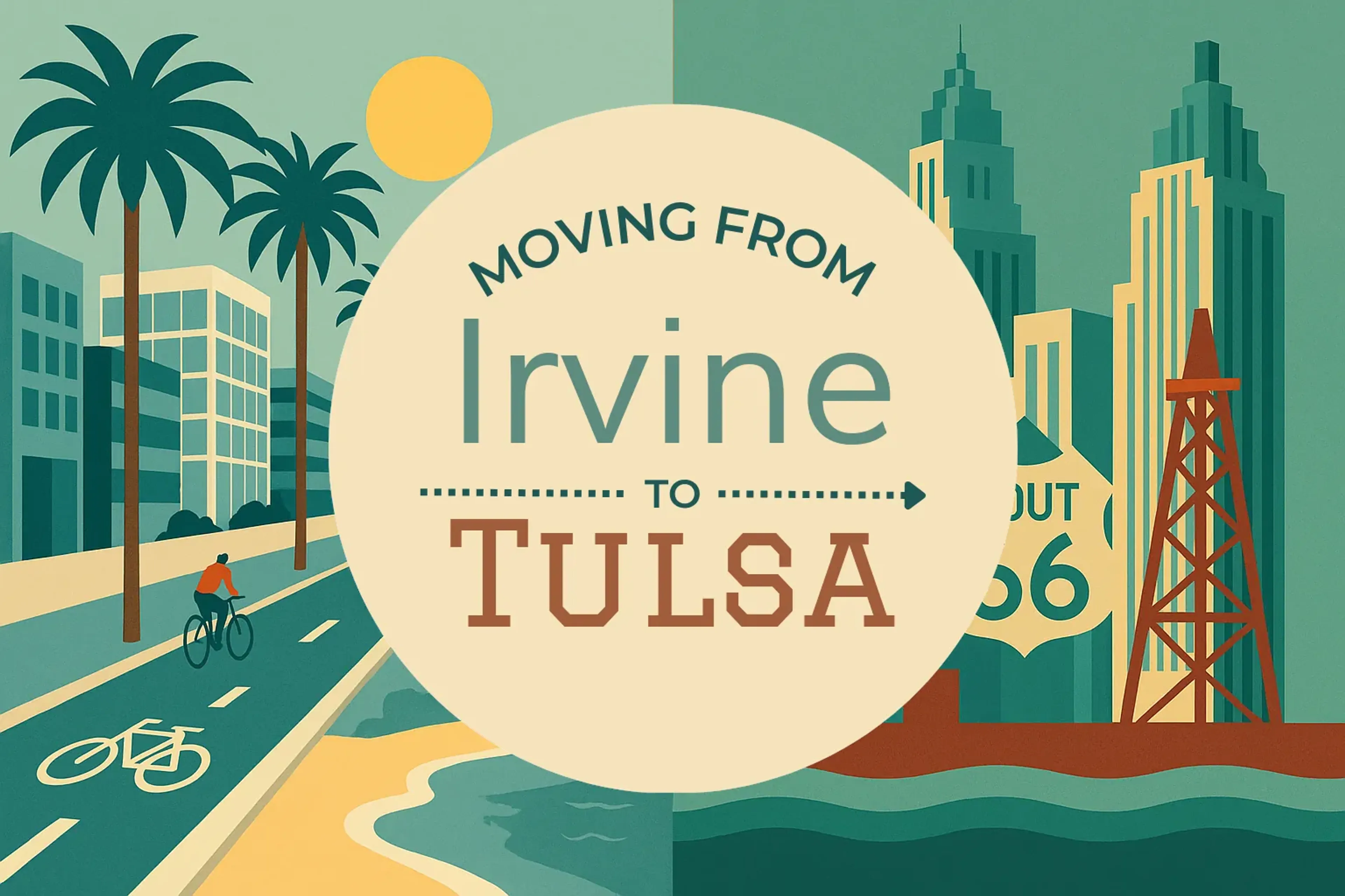 Side-by-side comparison of Irvine to Tulsa moving companies