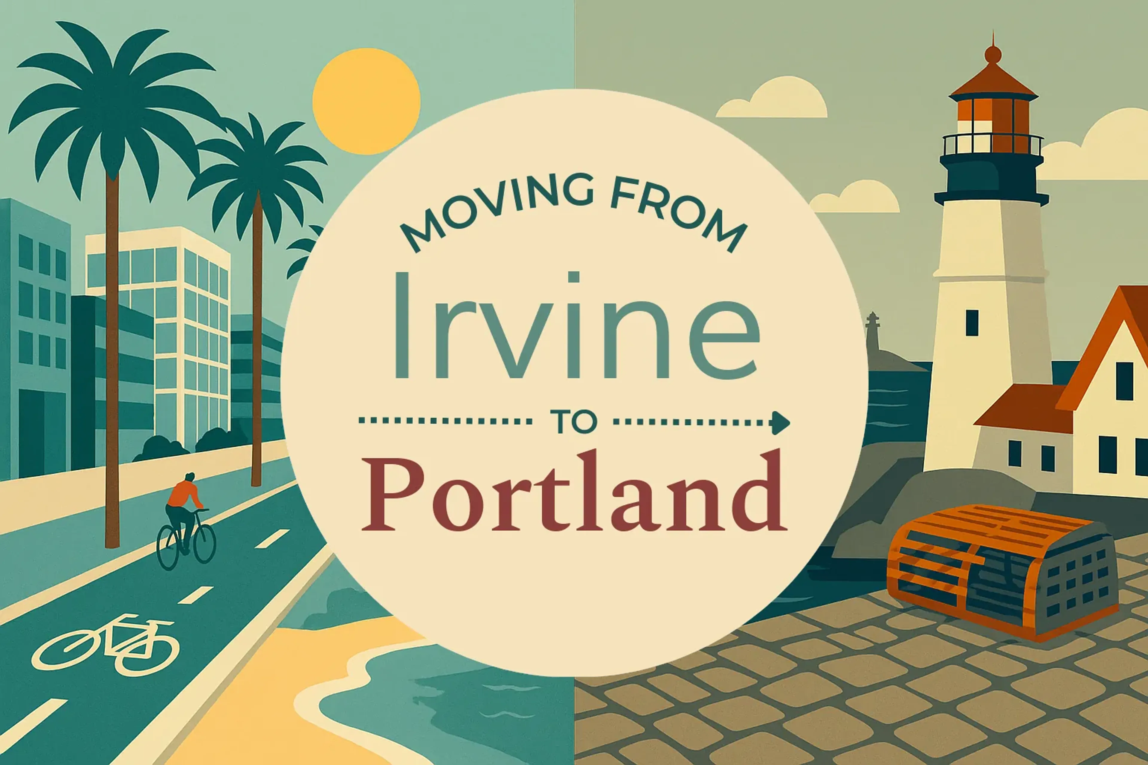 Side-by-side comparison of Irvine to Portland moving companies