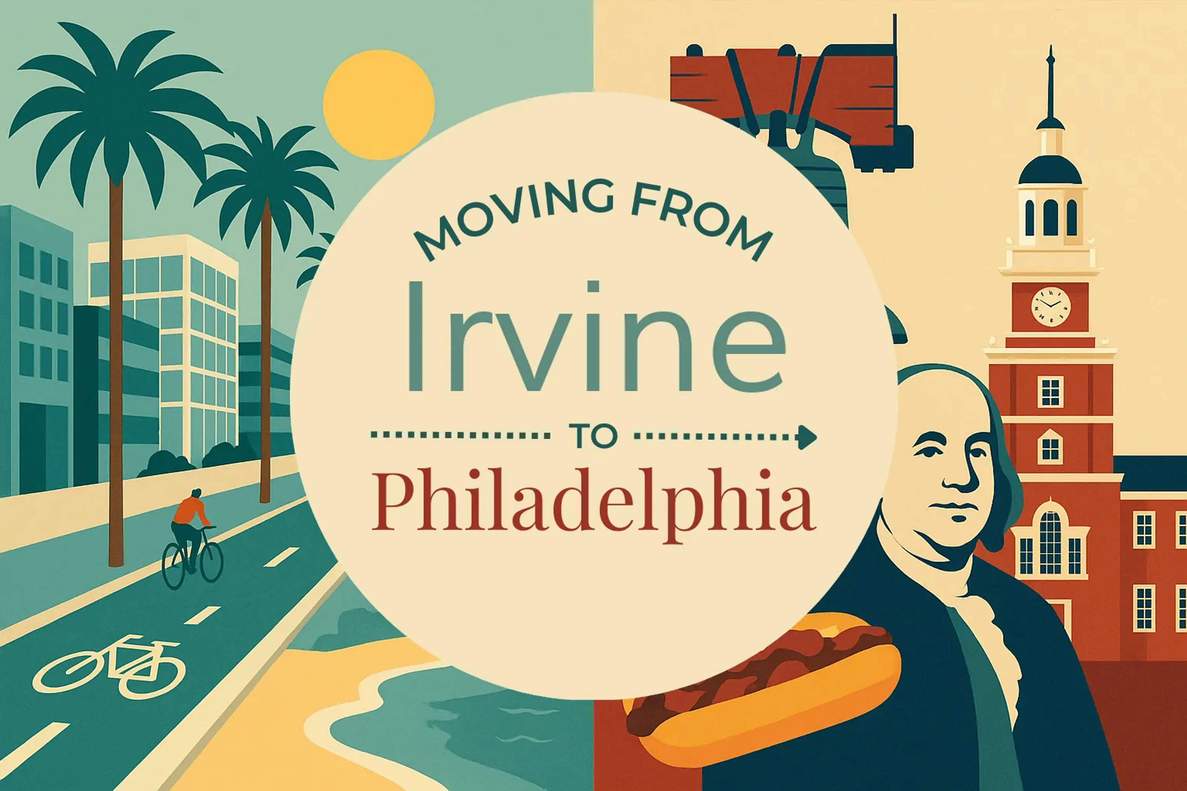Side-by-side comparison of Irvine to Philadelphia moving companies