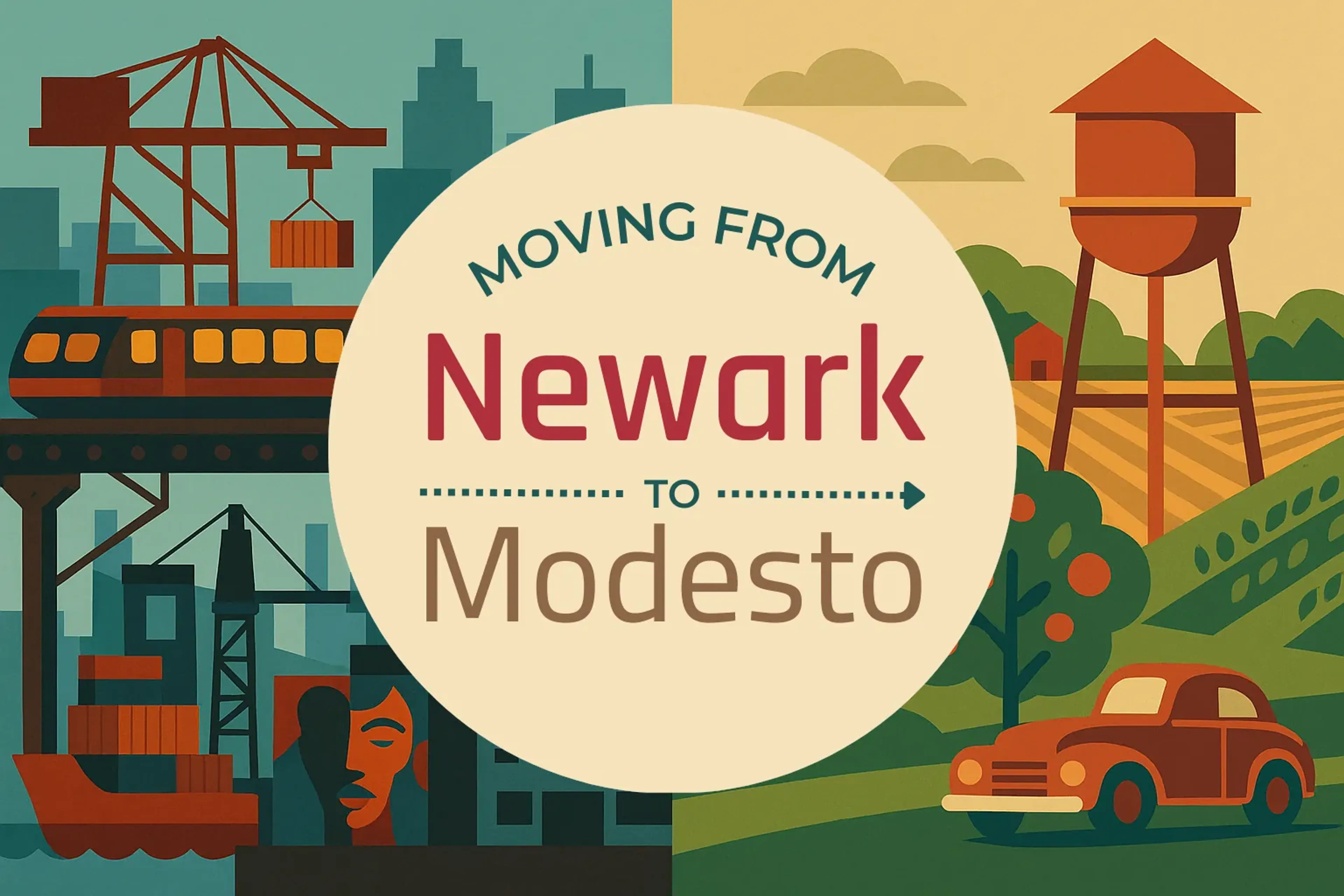 Side-by-side comparison of Newark to Modesto moving companies
