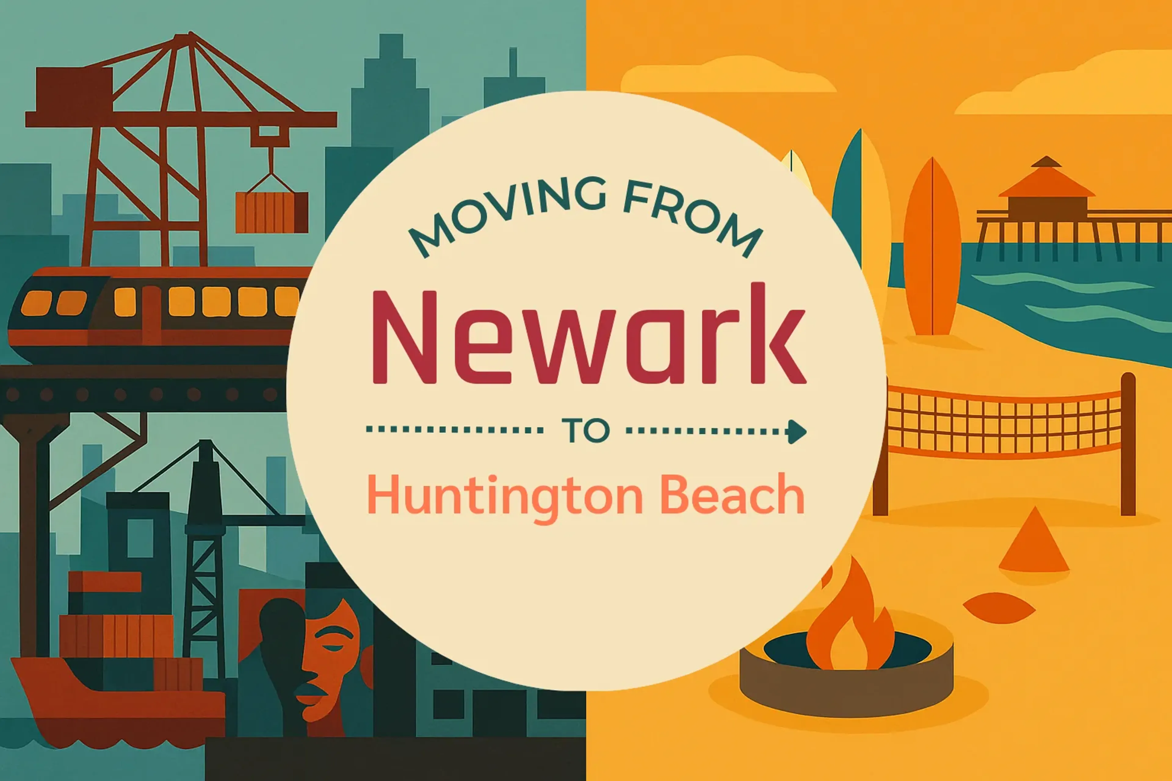 Side-by-side comparison of Newark to Huntington Beach moving companies