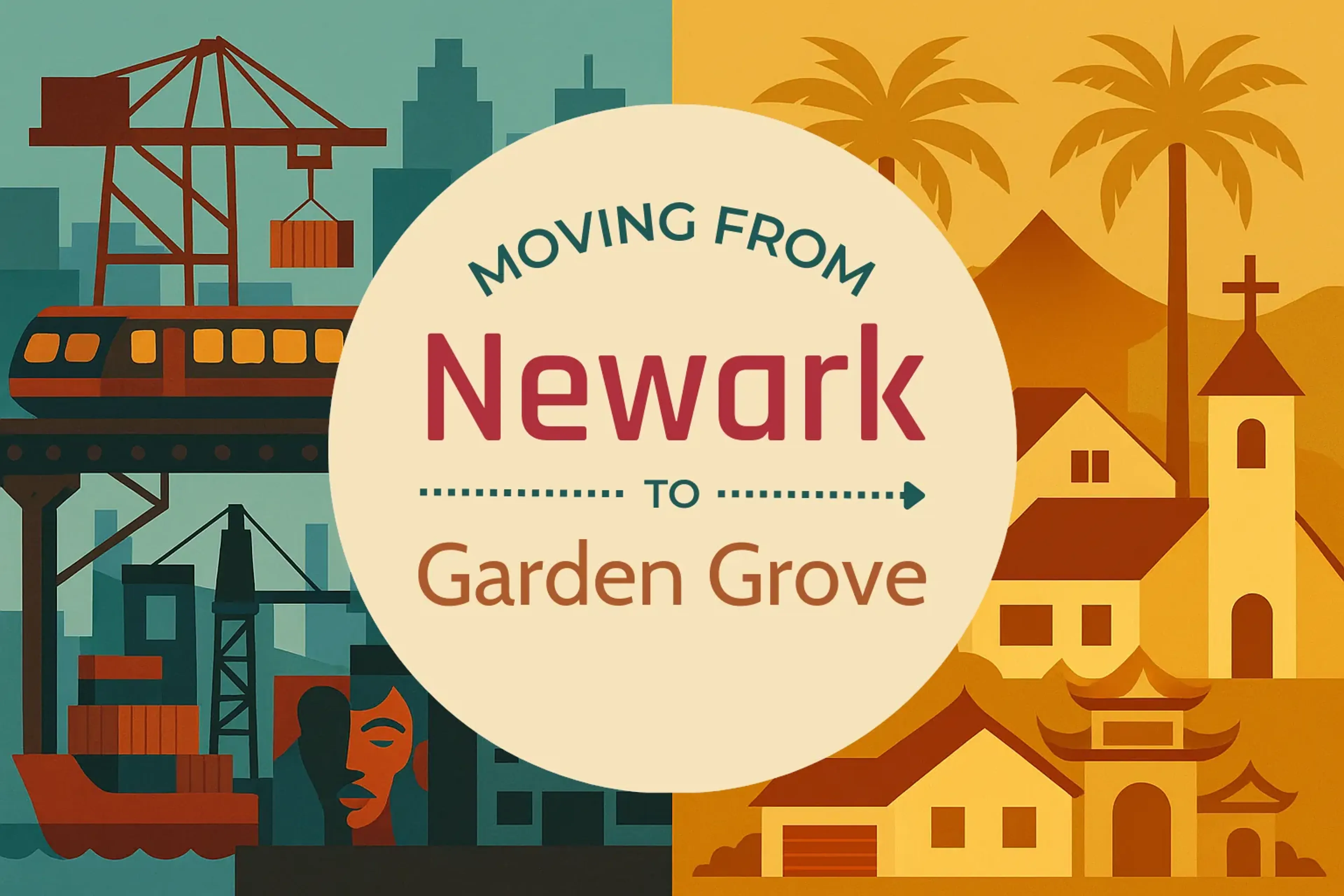 Side-by-side comparison of Newark to Garden Grove moving companies