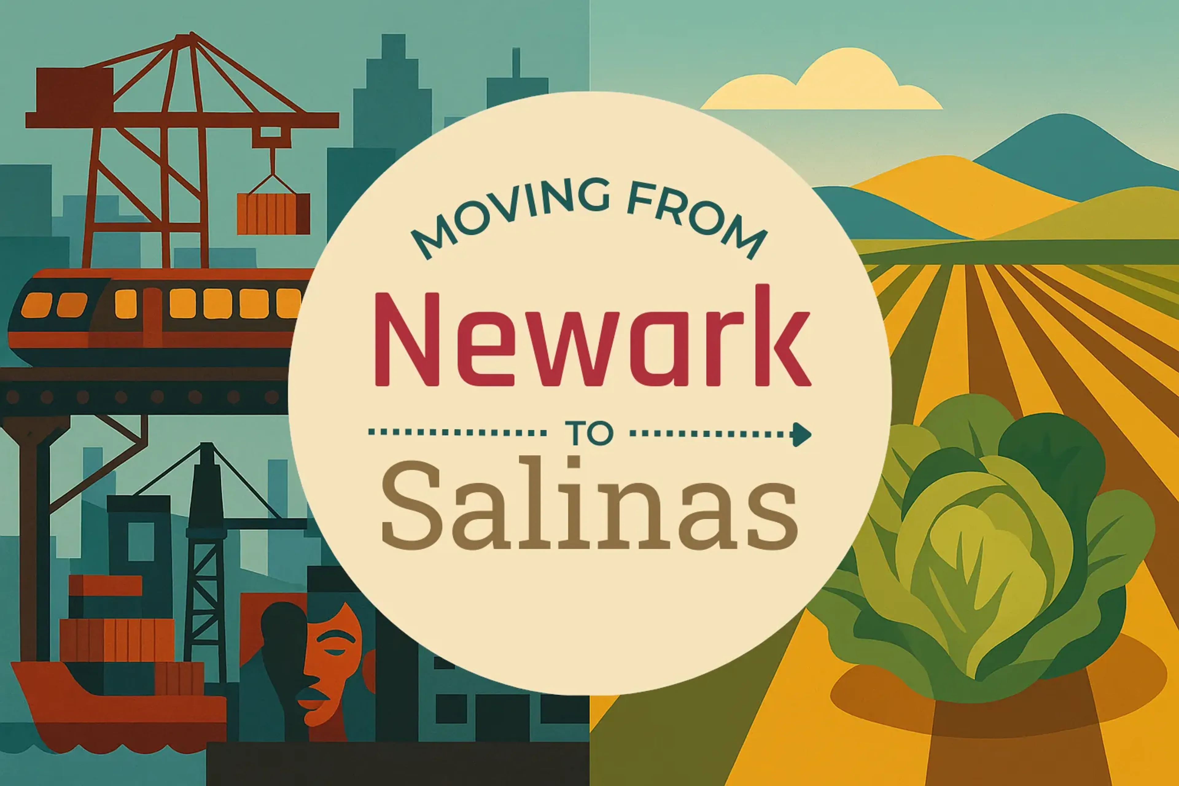 Side-by-side comparison of Newark to Salinas moving companies