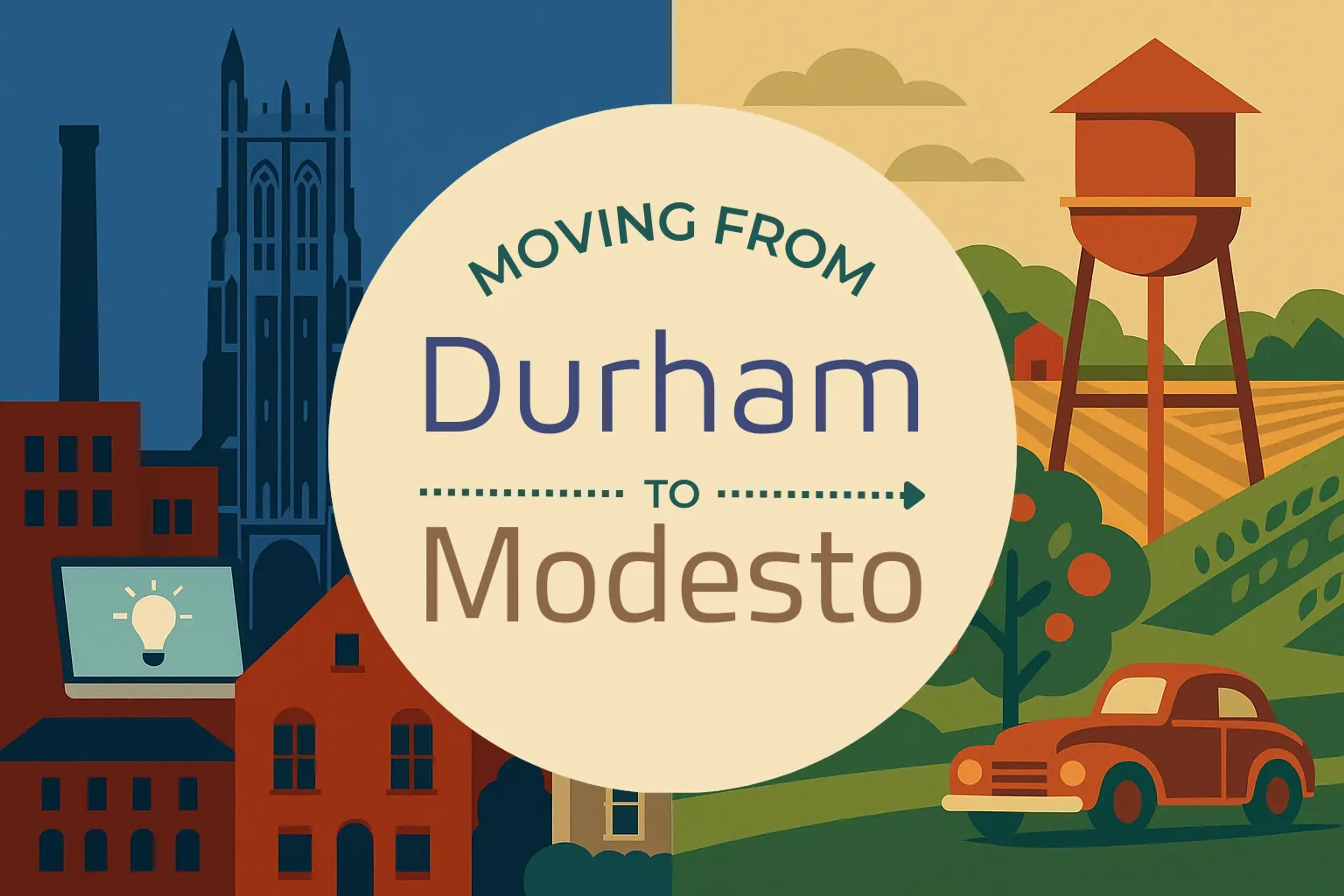 Side-by-side comparison of Durham to Modesto moving companies