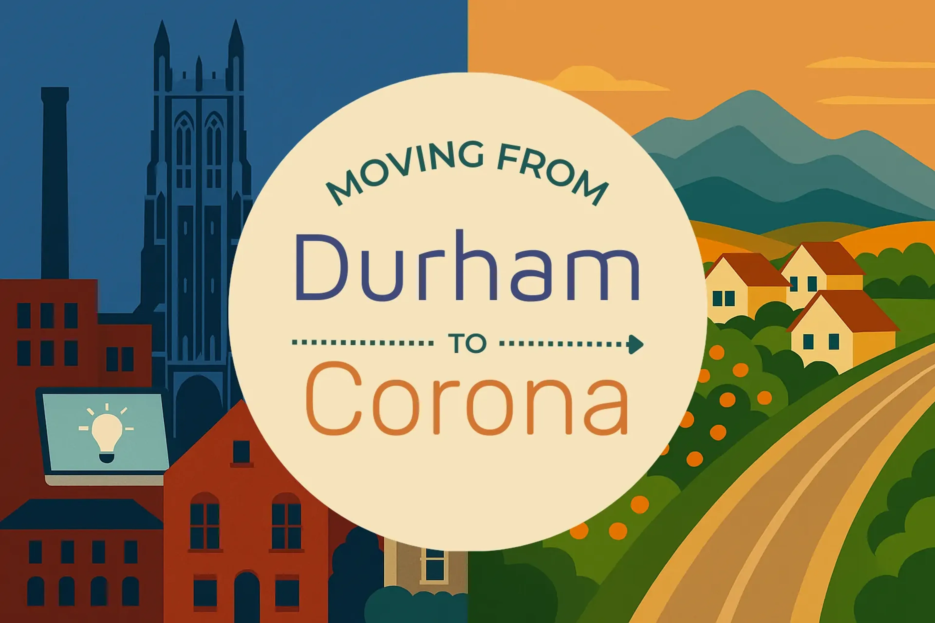 Side-by-side comparison of Durham to Corona moving companies