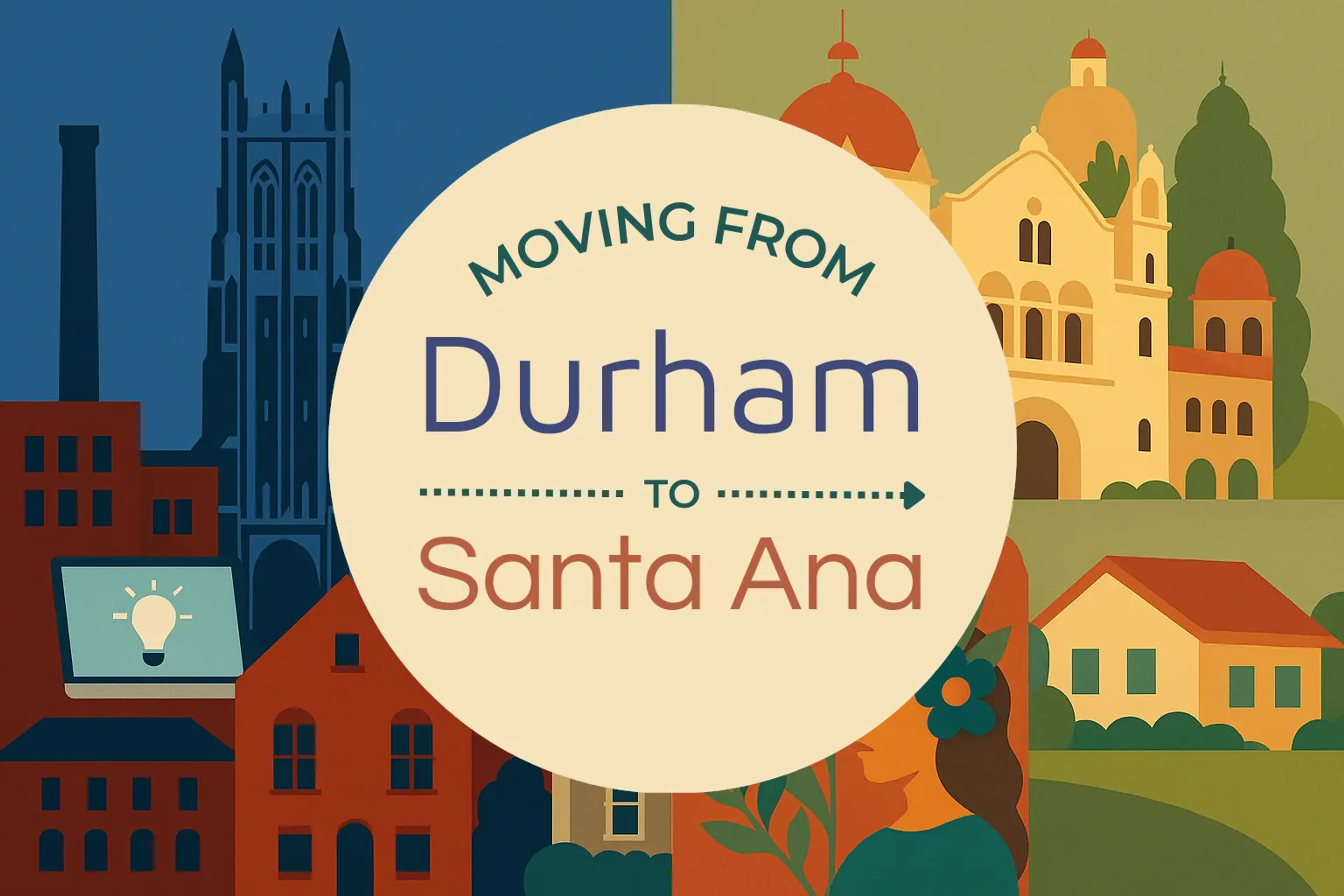 Side-by-side comparison of Durham to Santa Ana moving companies
