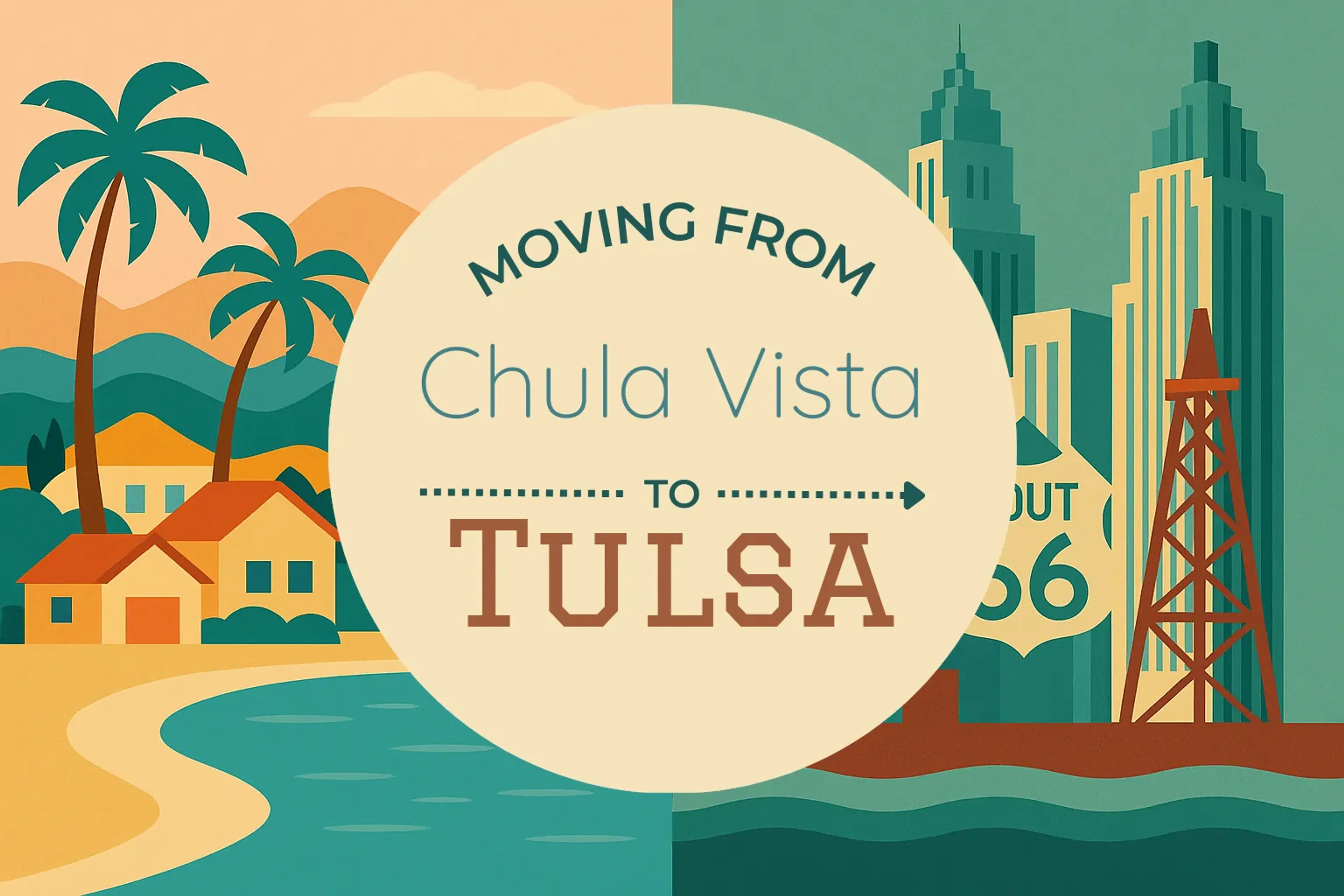 Side-by-side comparison of Chula Vista to Tulsa moving companies
