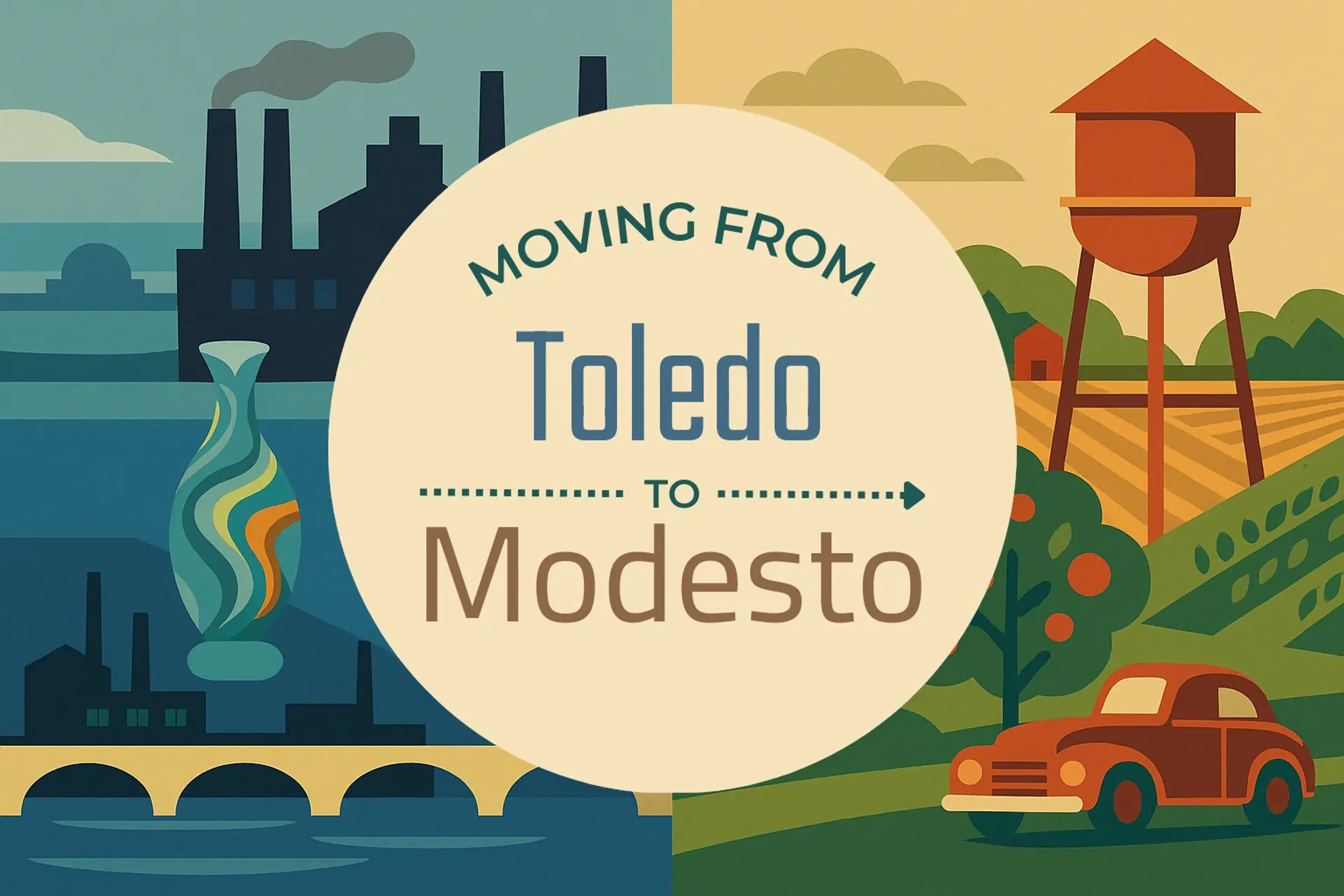 Side-by-side comparison of Toledo to Modesto moving companies
