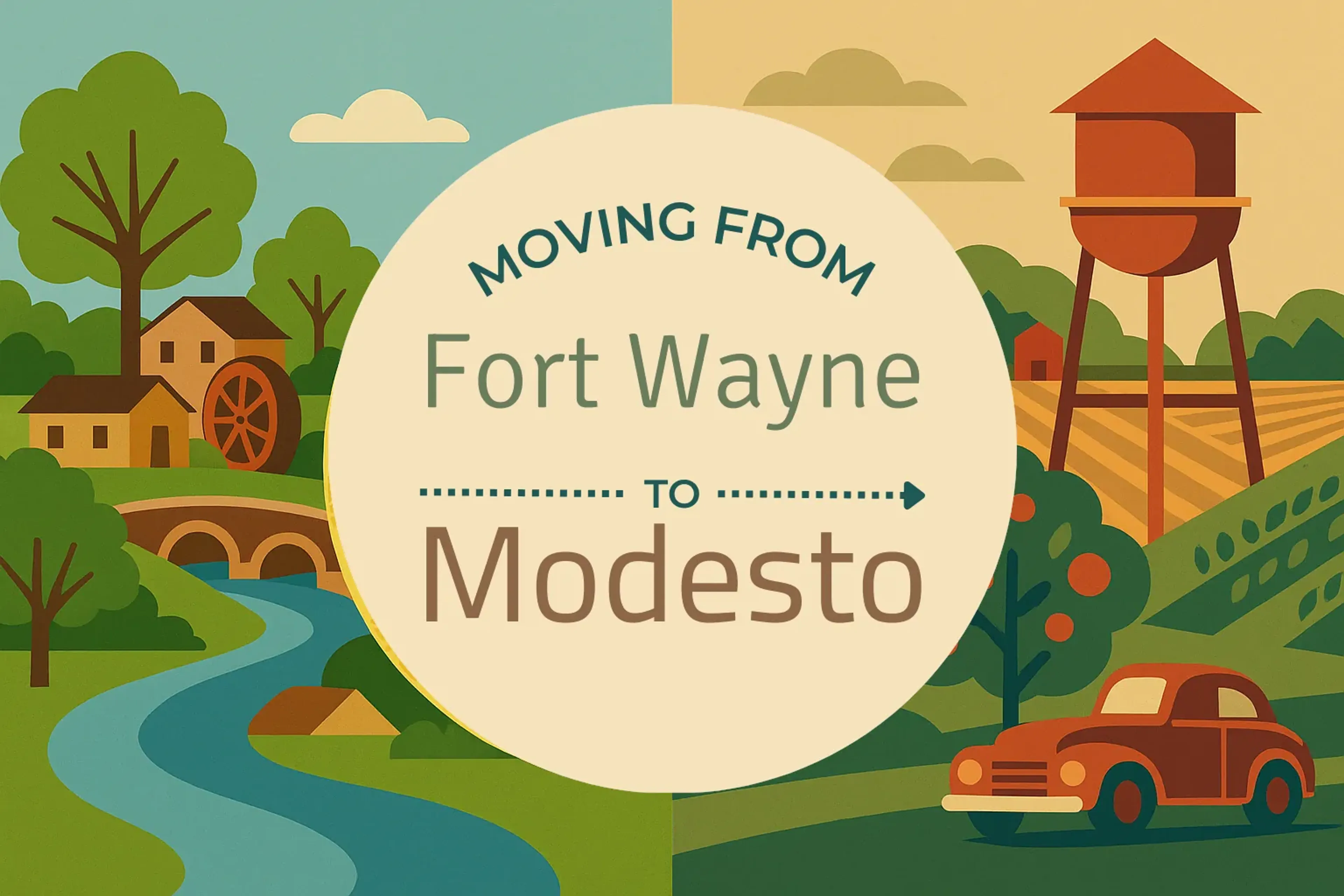 Side-by-side comparison of Fort Wayne to Modesto moving companies