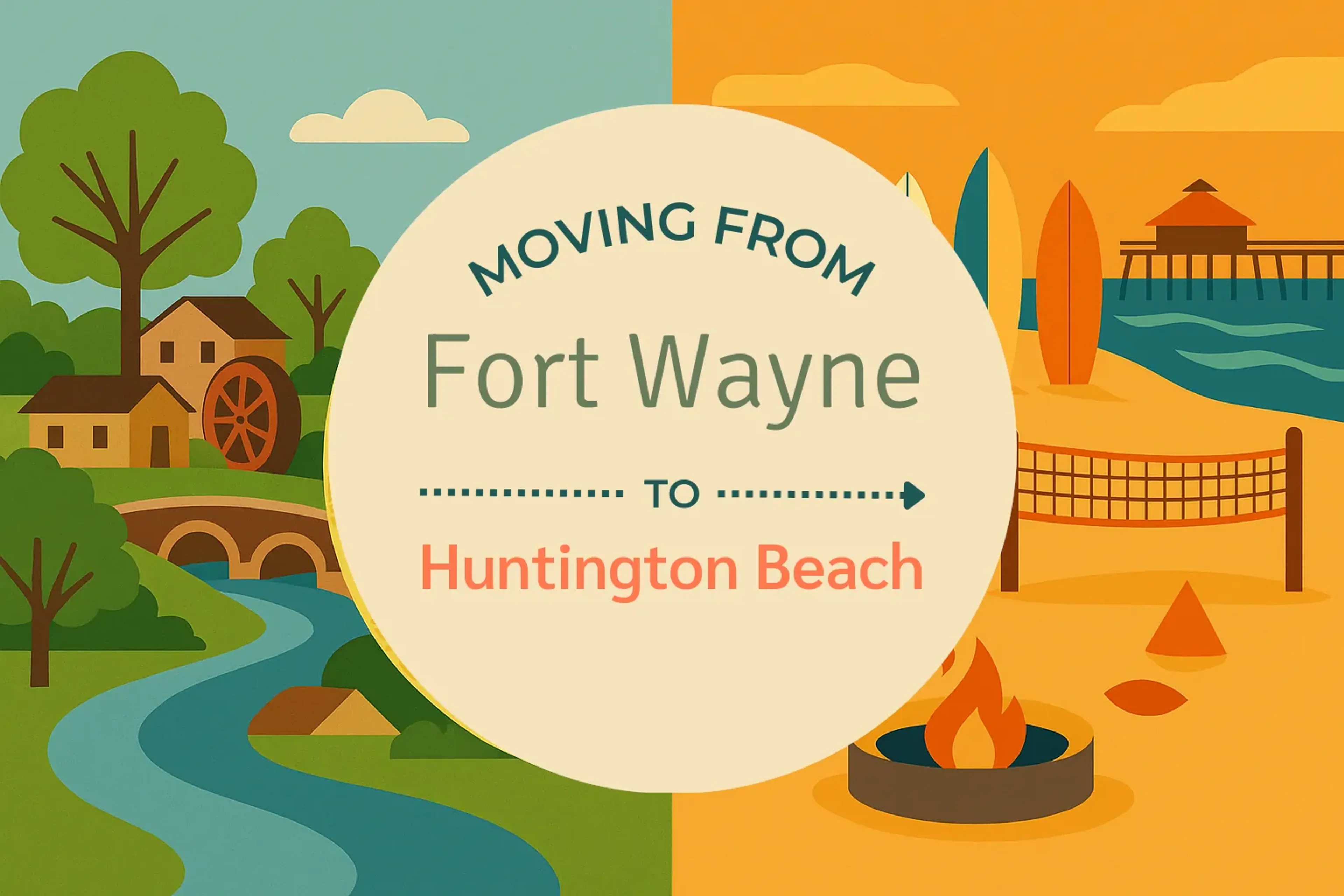Side-by-side comparison of Fort Wayne to Huntington Beach moving companies