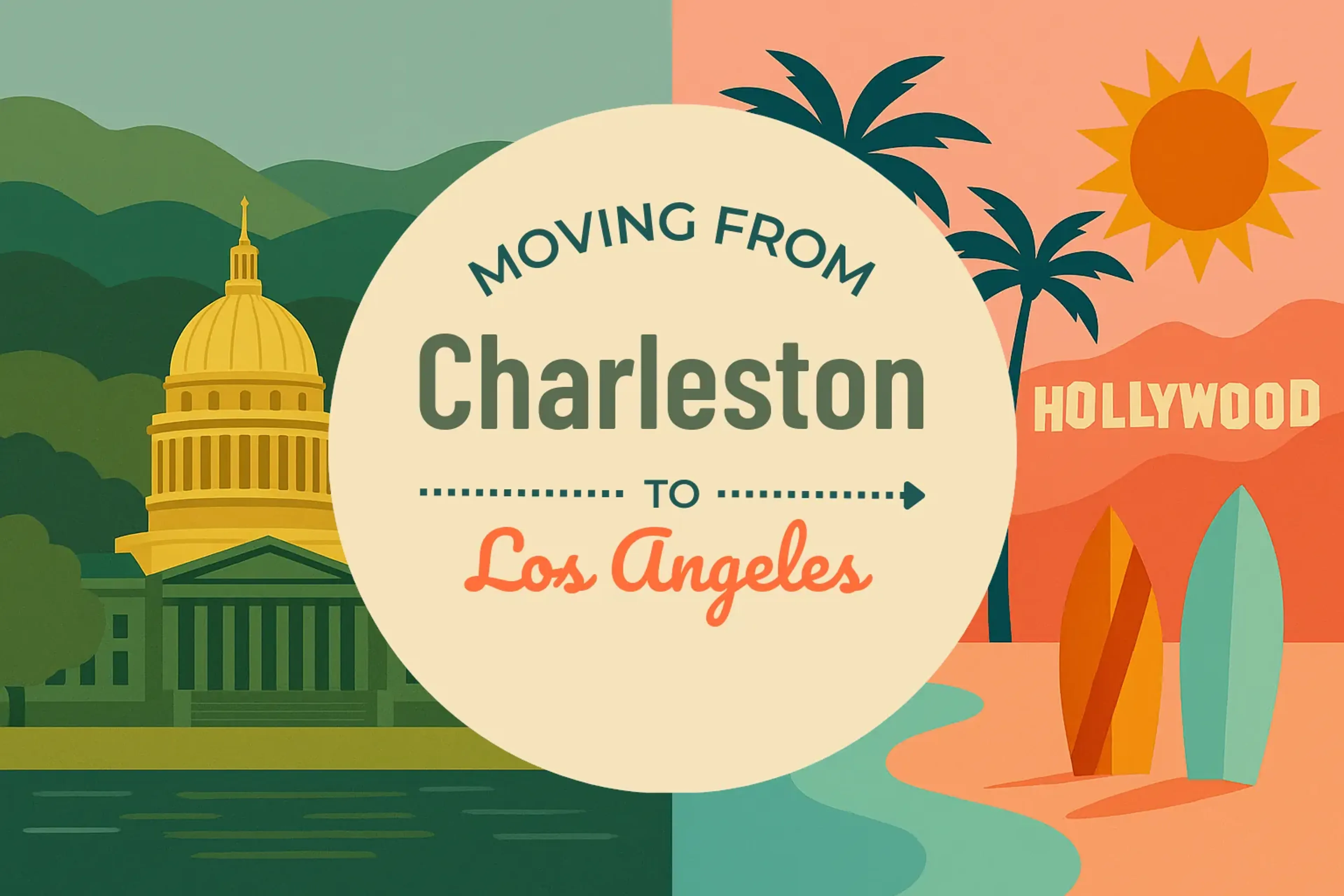 Side-by-side comparison of Charleston to Los Angeles moving companies