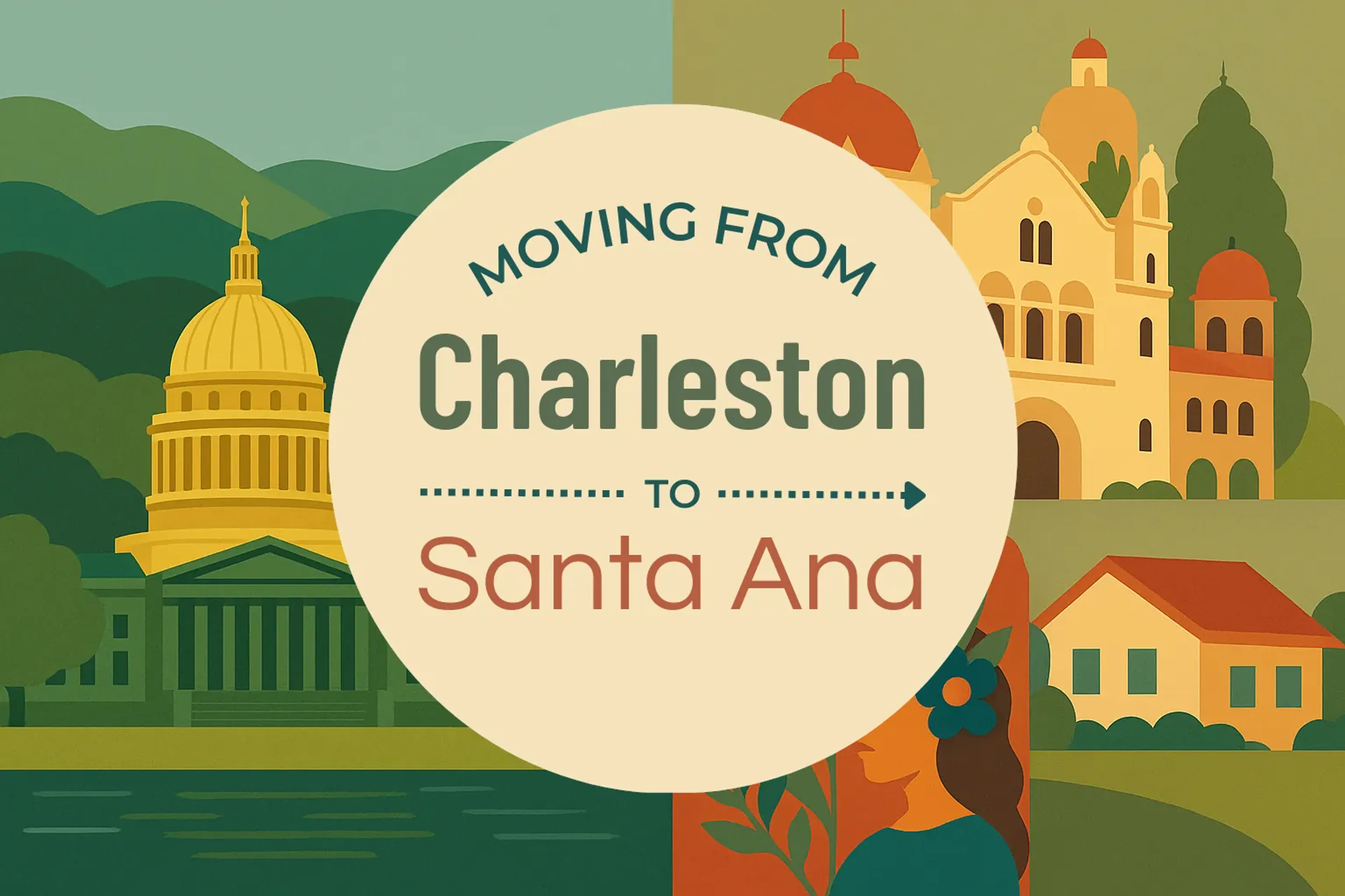 Side-by-side comparison of Charleston to Santa Ana moving companies
