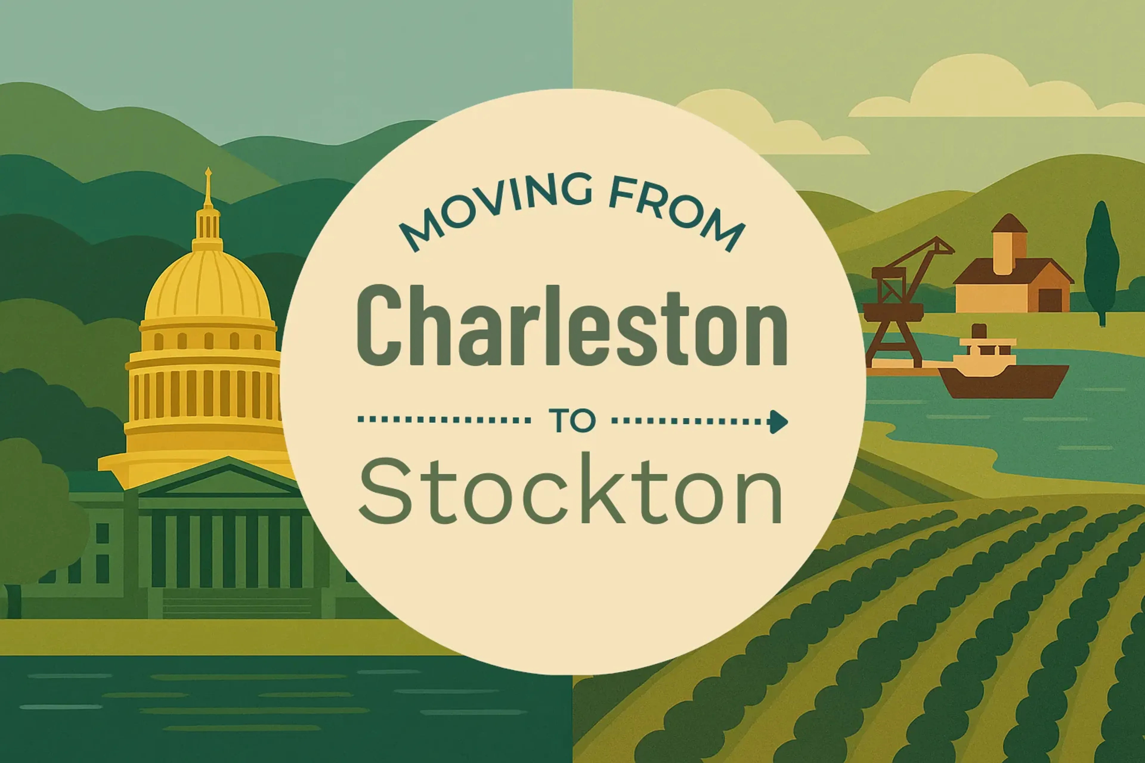 Side-by-side comparison of Charleston to Stockton moving companies