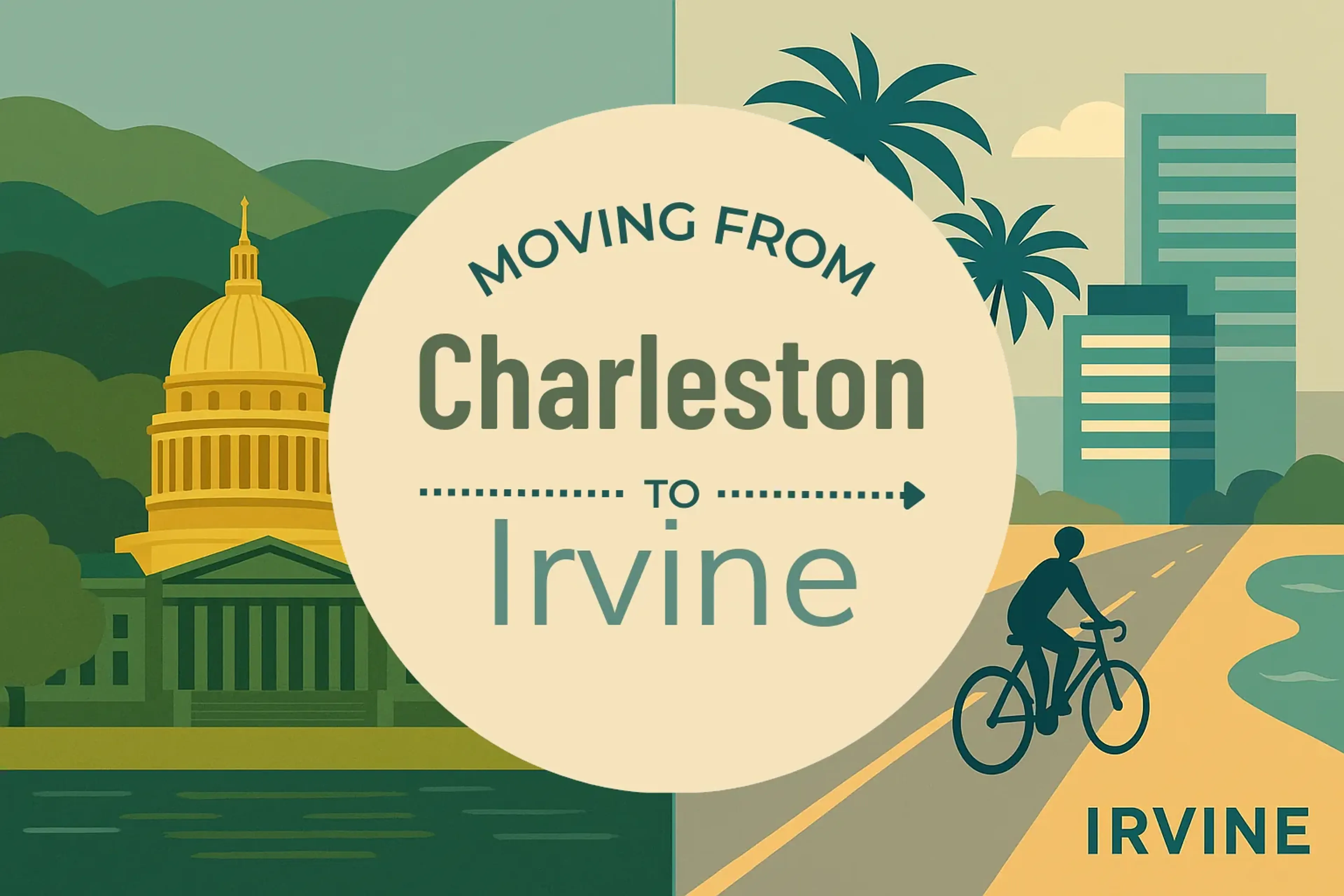 Side-by-side comparison of Charleston to Irvine moving companies