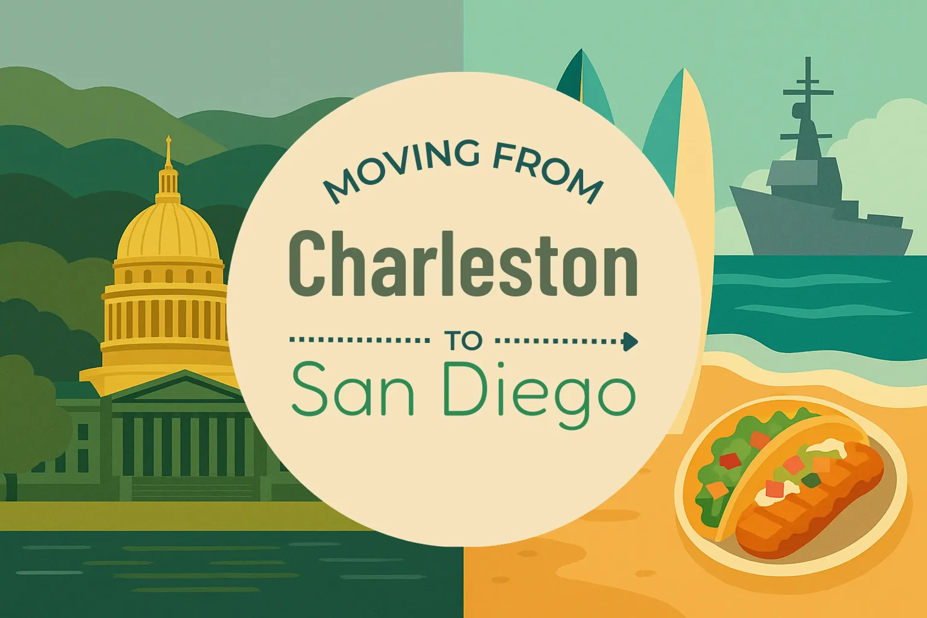 Side-by-side comparison of Charleston to San Diego moving companies