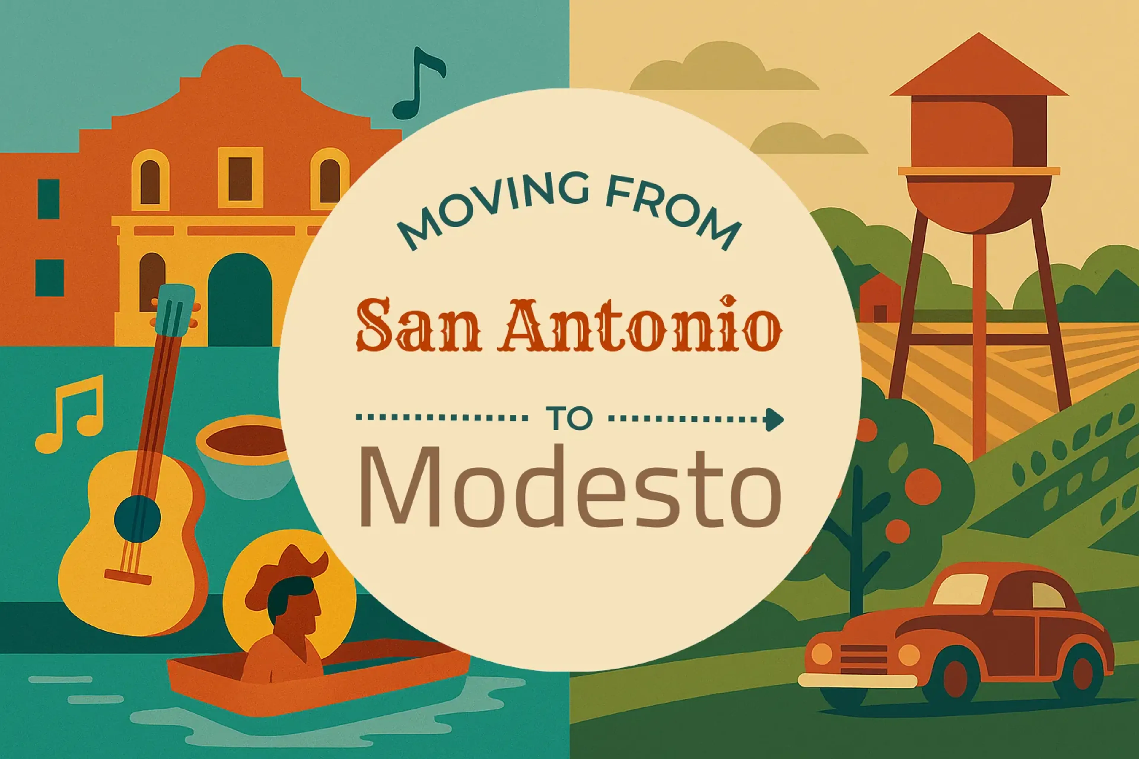 Side-by-side comparison of San Antonio to Modesto moving companies