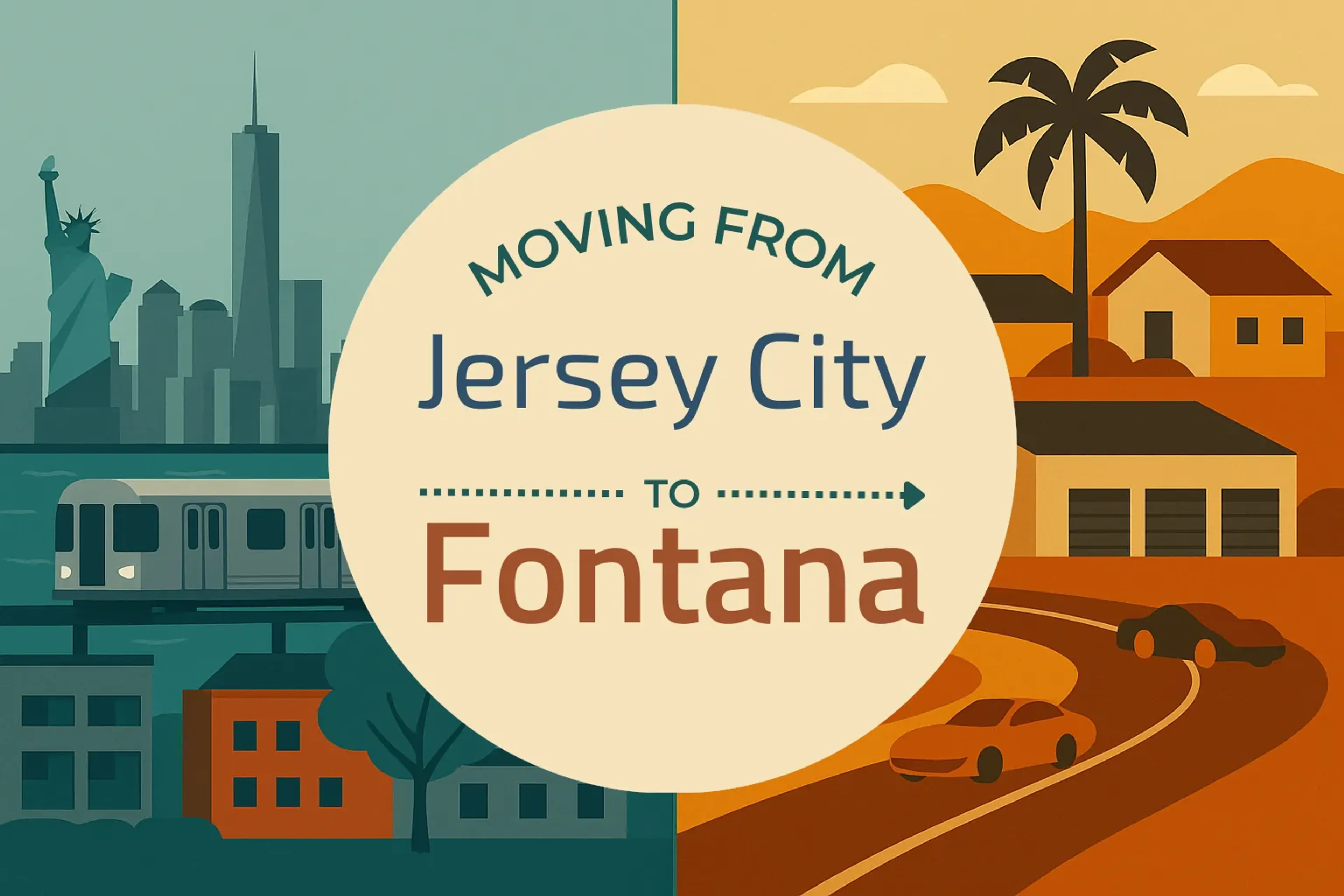 Side-by-side comparison of Jersey City to Fontana moving companies