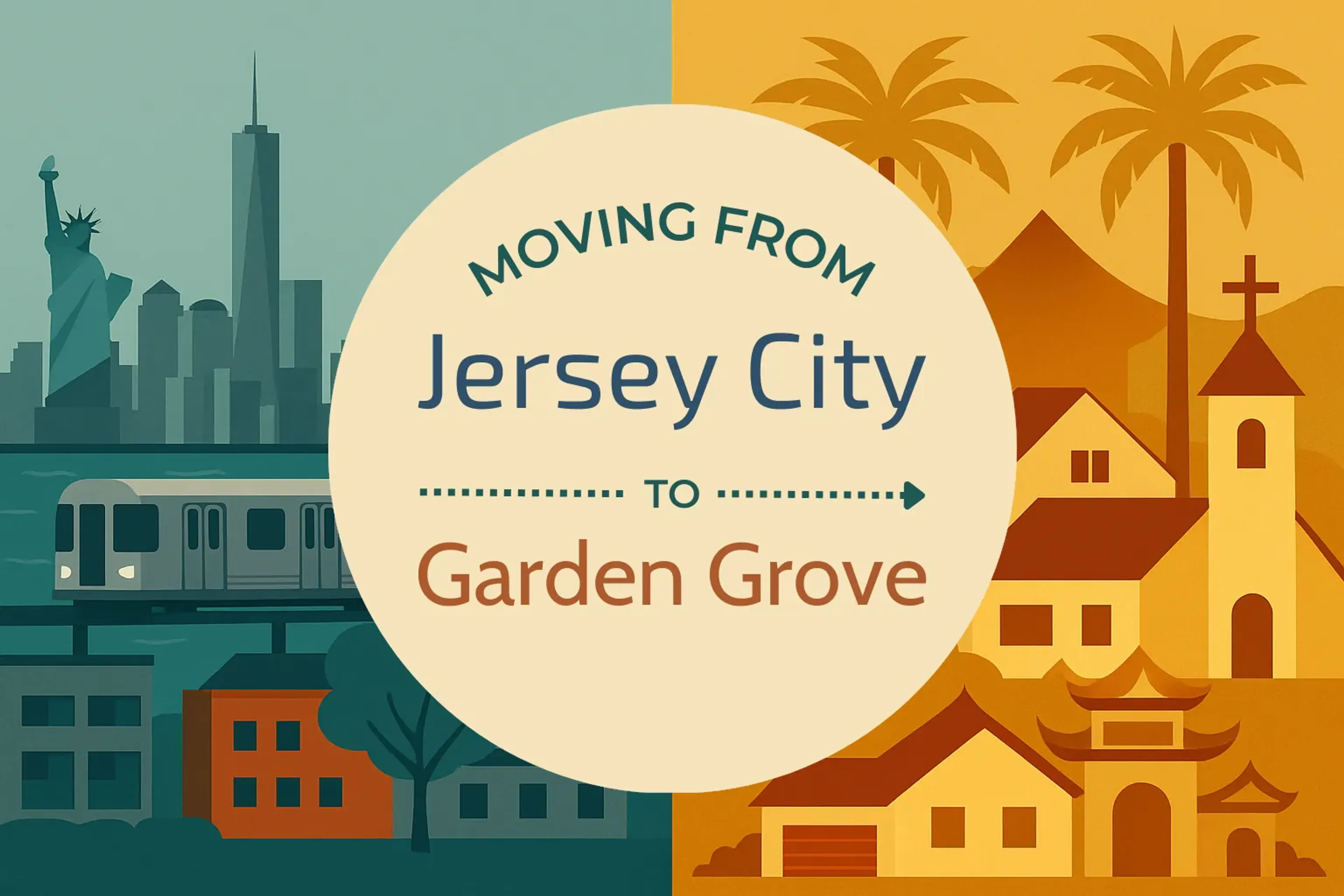 Side-by-side comparison of Jersey City to Garden Grove moving companies