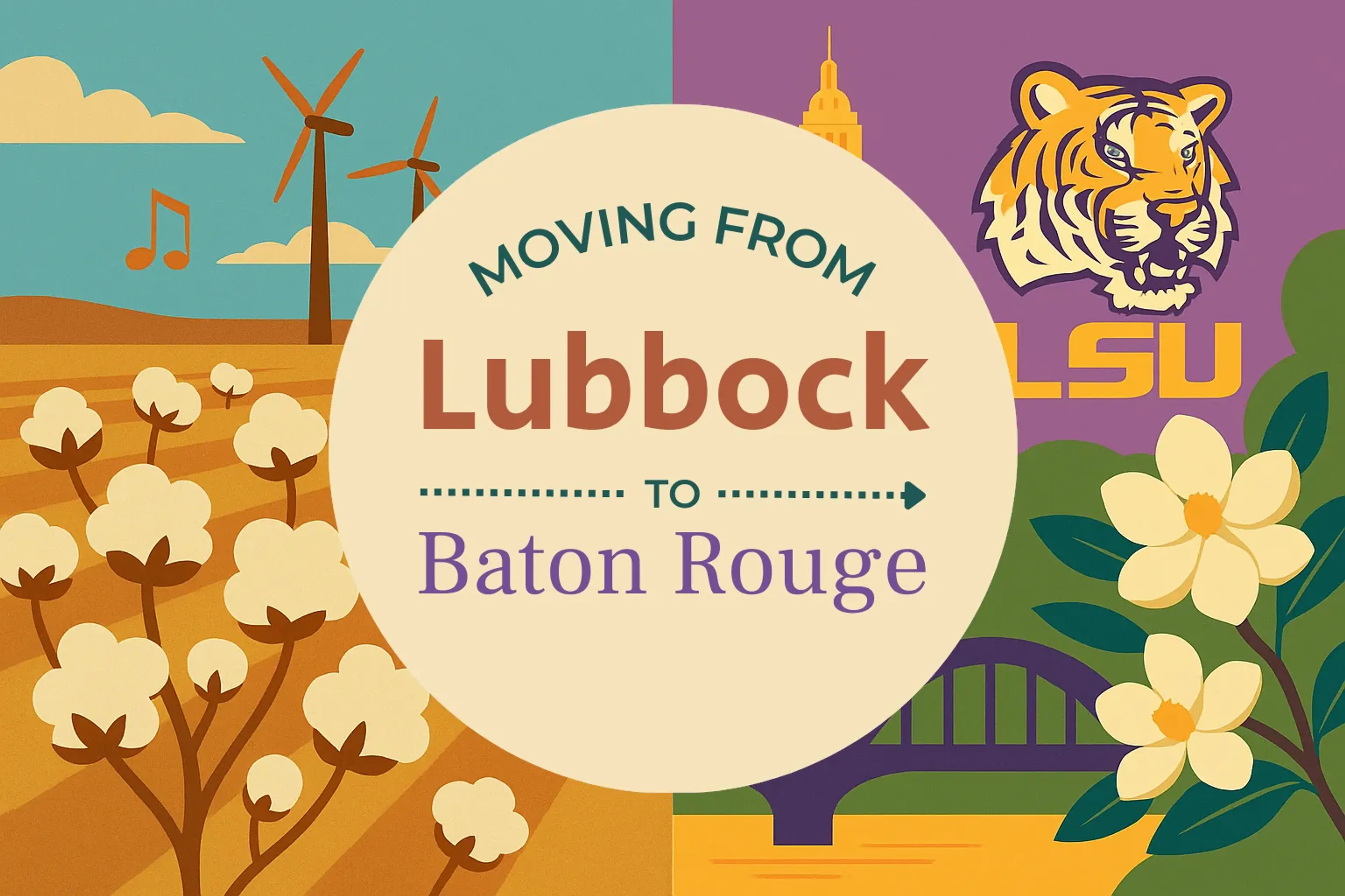Side-by-side comparison of Lubbock to Baton Rouge moving companies
