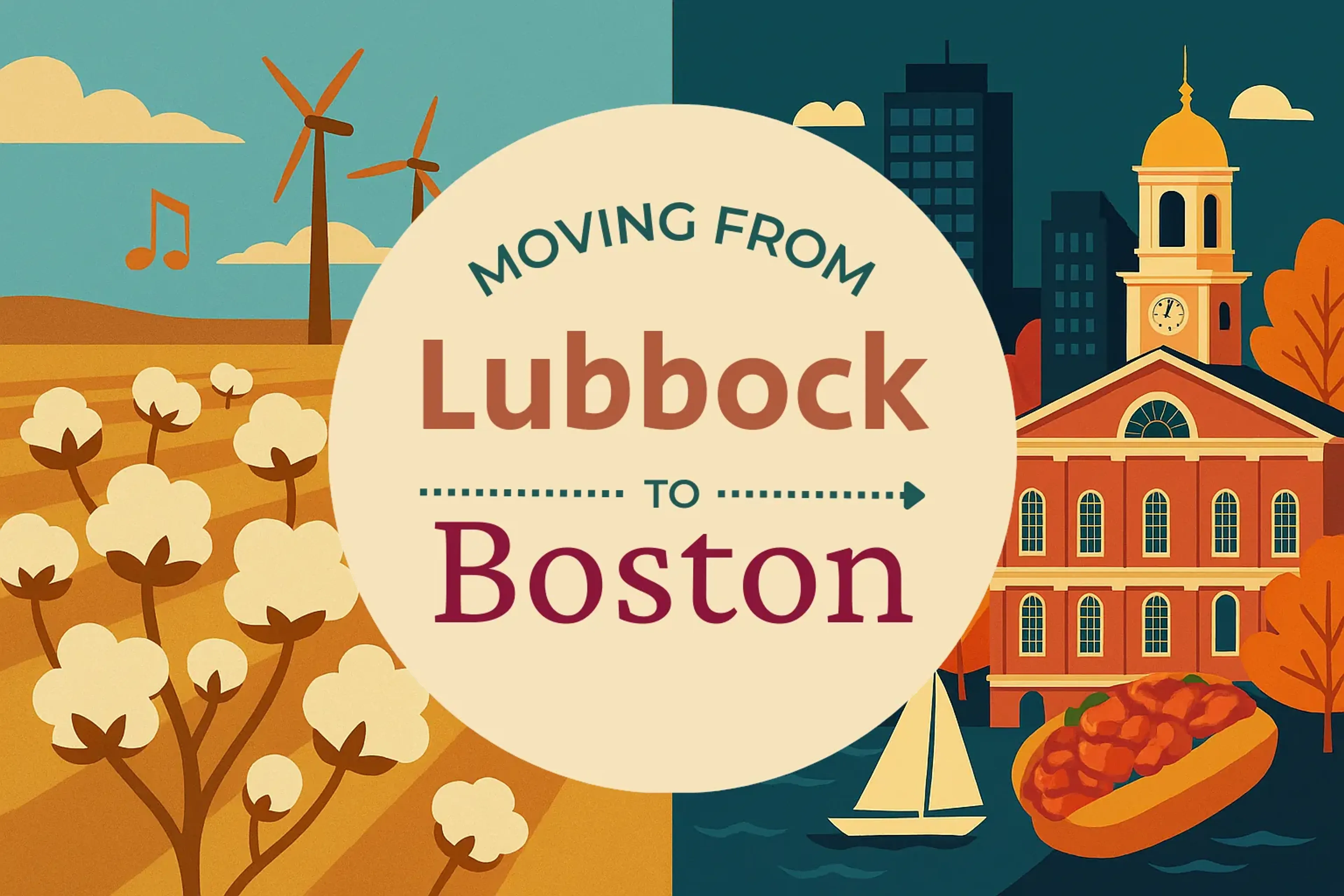 Side-by-side comparison of Lubbock to Boston moving companies