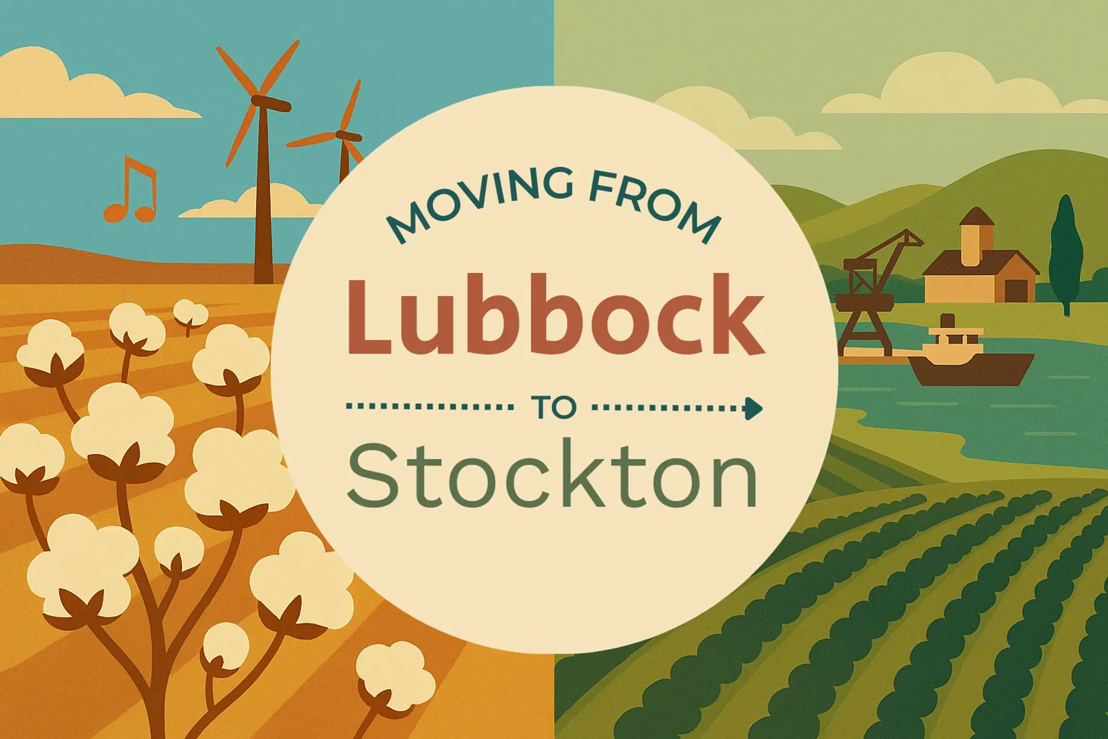 Side-by-side comparison of Lubbock to Stockton moving companies