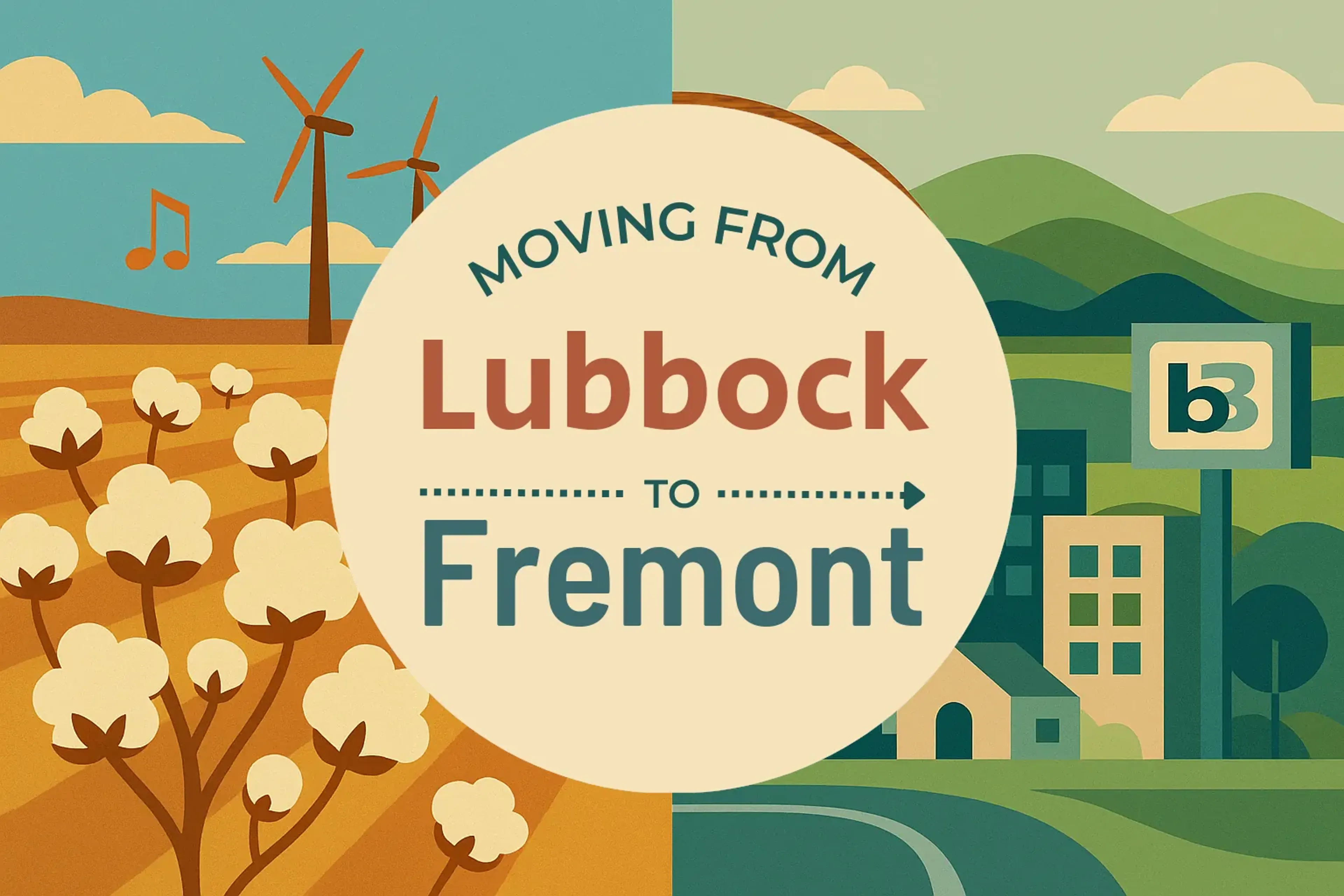 Side-by-side comparison of Lubbock to Fremont moving companies