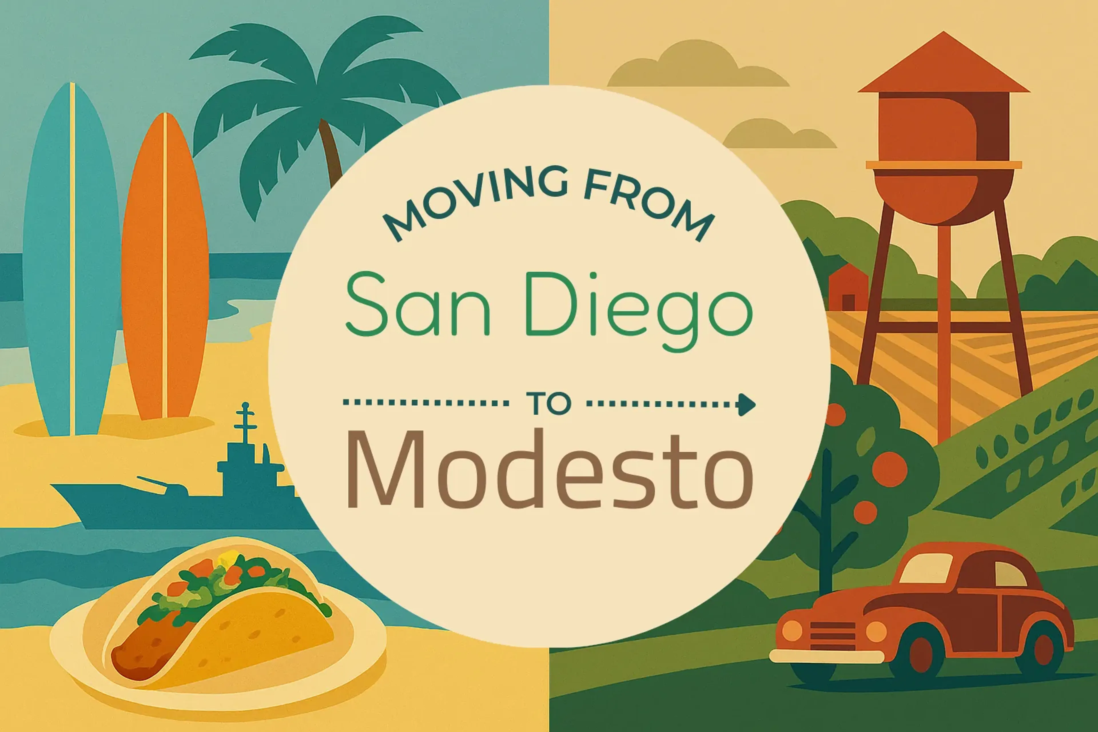 Side-by-side comparison of San Diego to Modesto moving companies