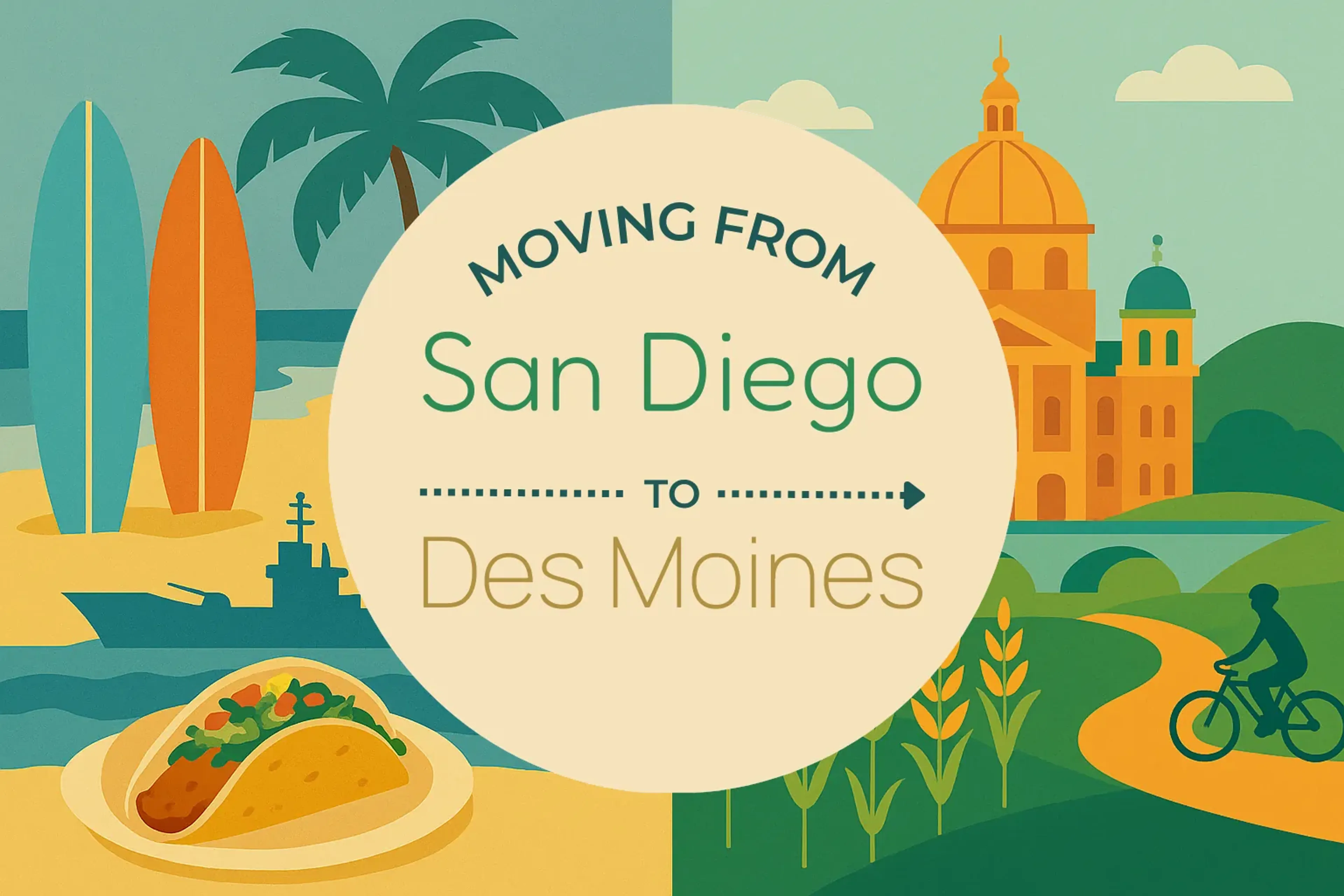 Side-by-side comparison of San Diego to Des Moines moving companies