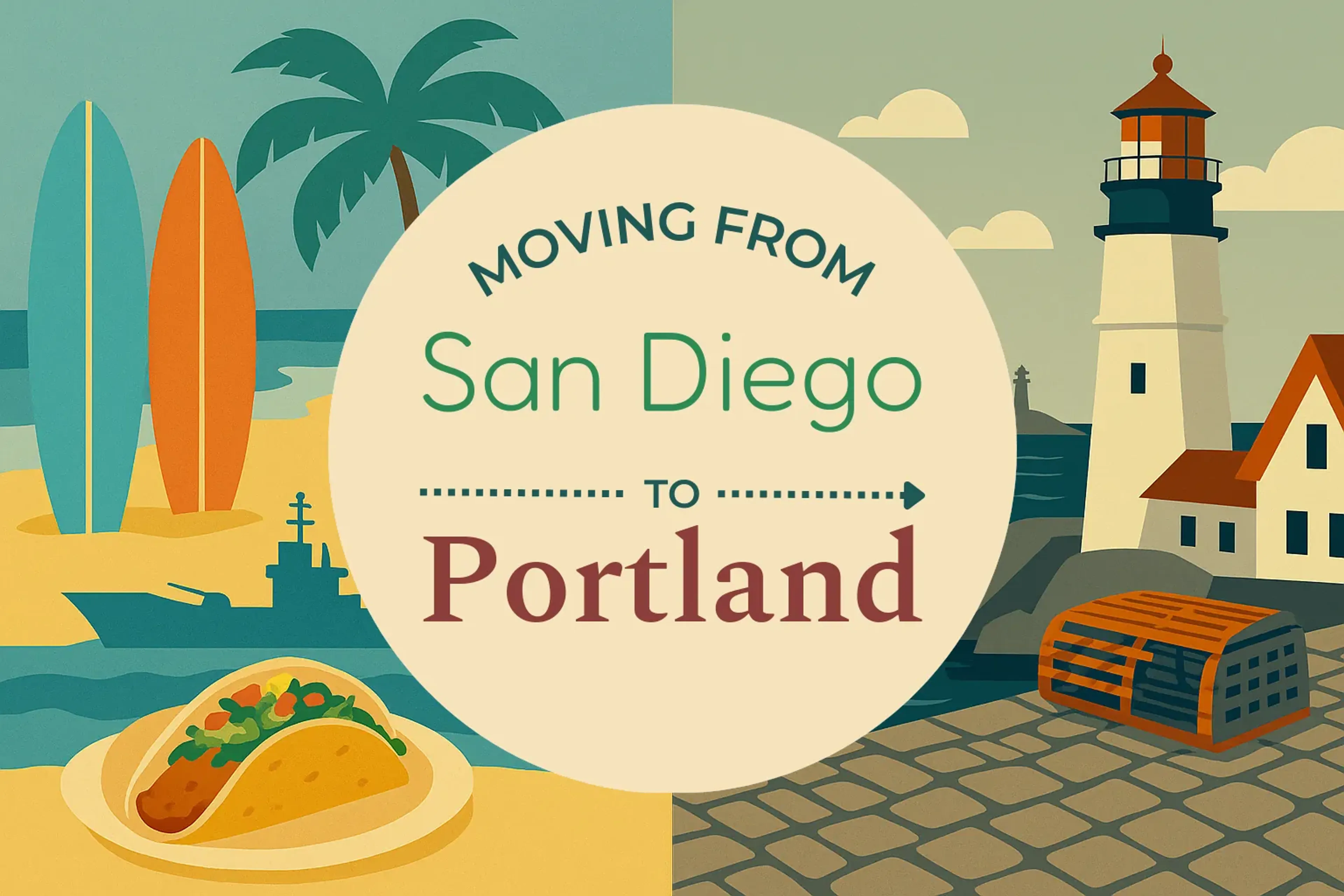 Side-by-side comparison of San Diego to Portland moving companies