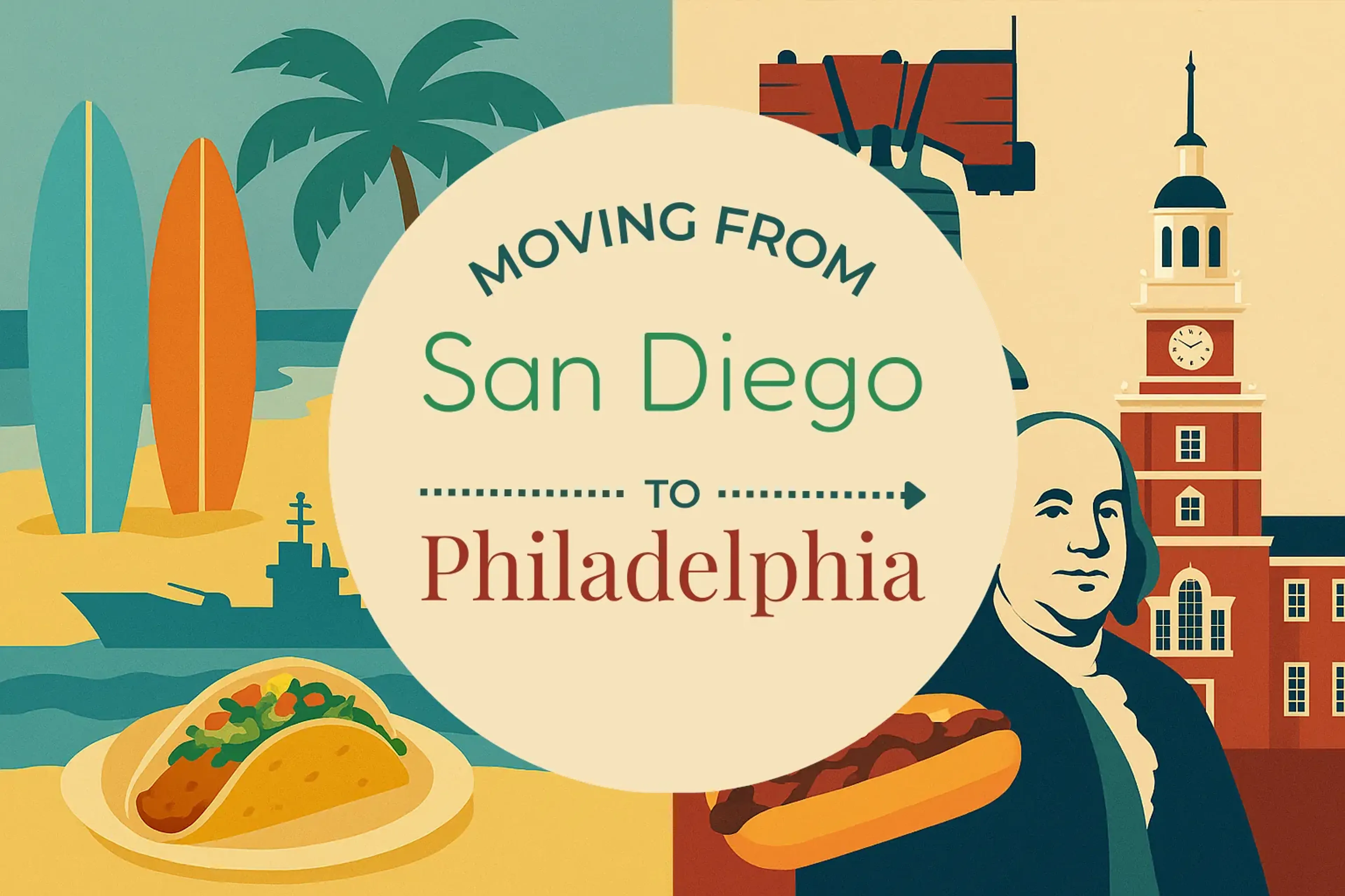 Side-by-side comparison of San Diego to Philadelphia moving companies