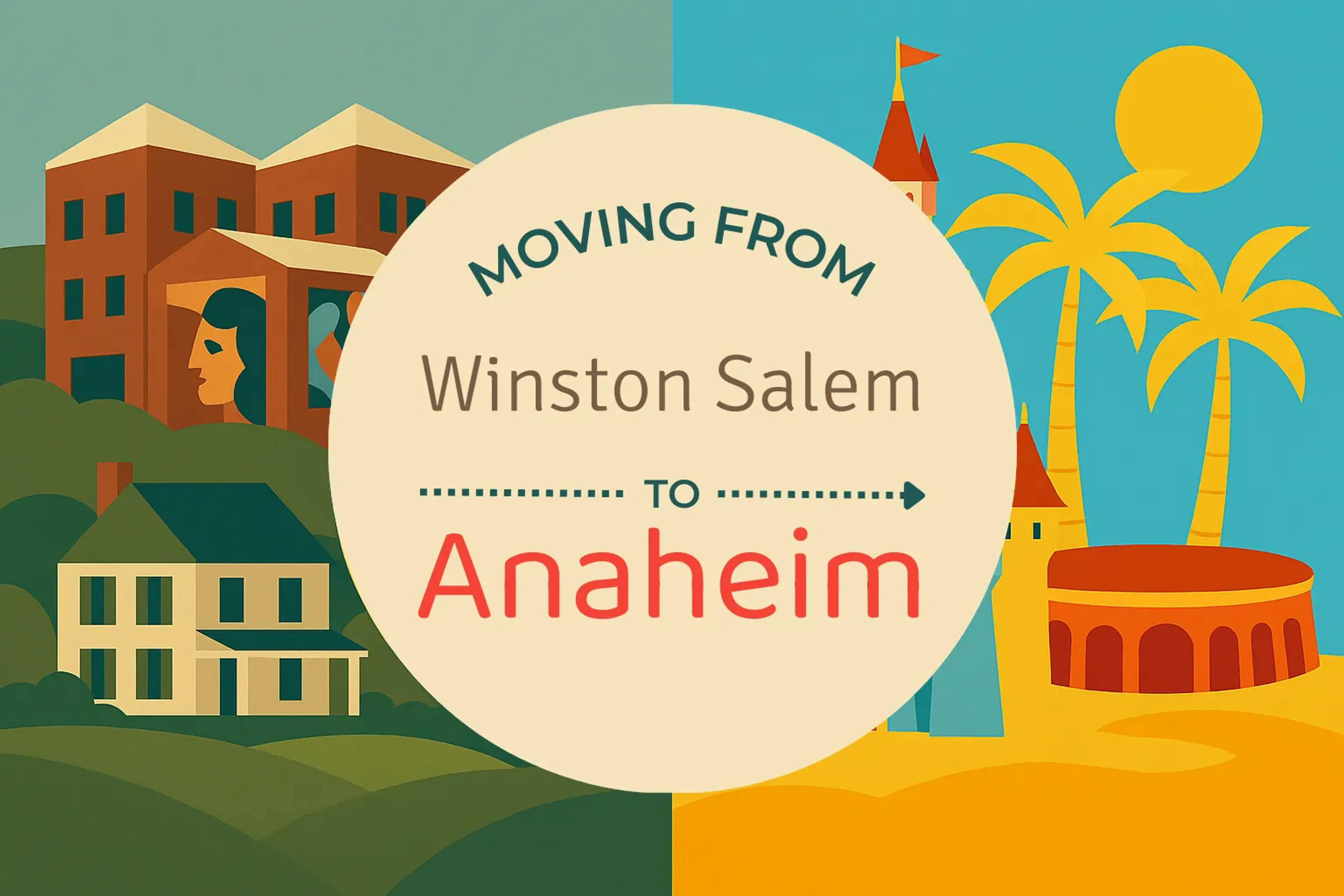 Side-by-side comparison of Winston Salem to Anaheim moving companies