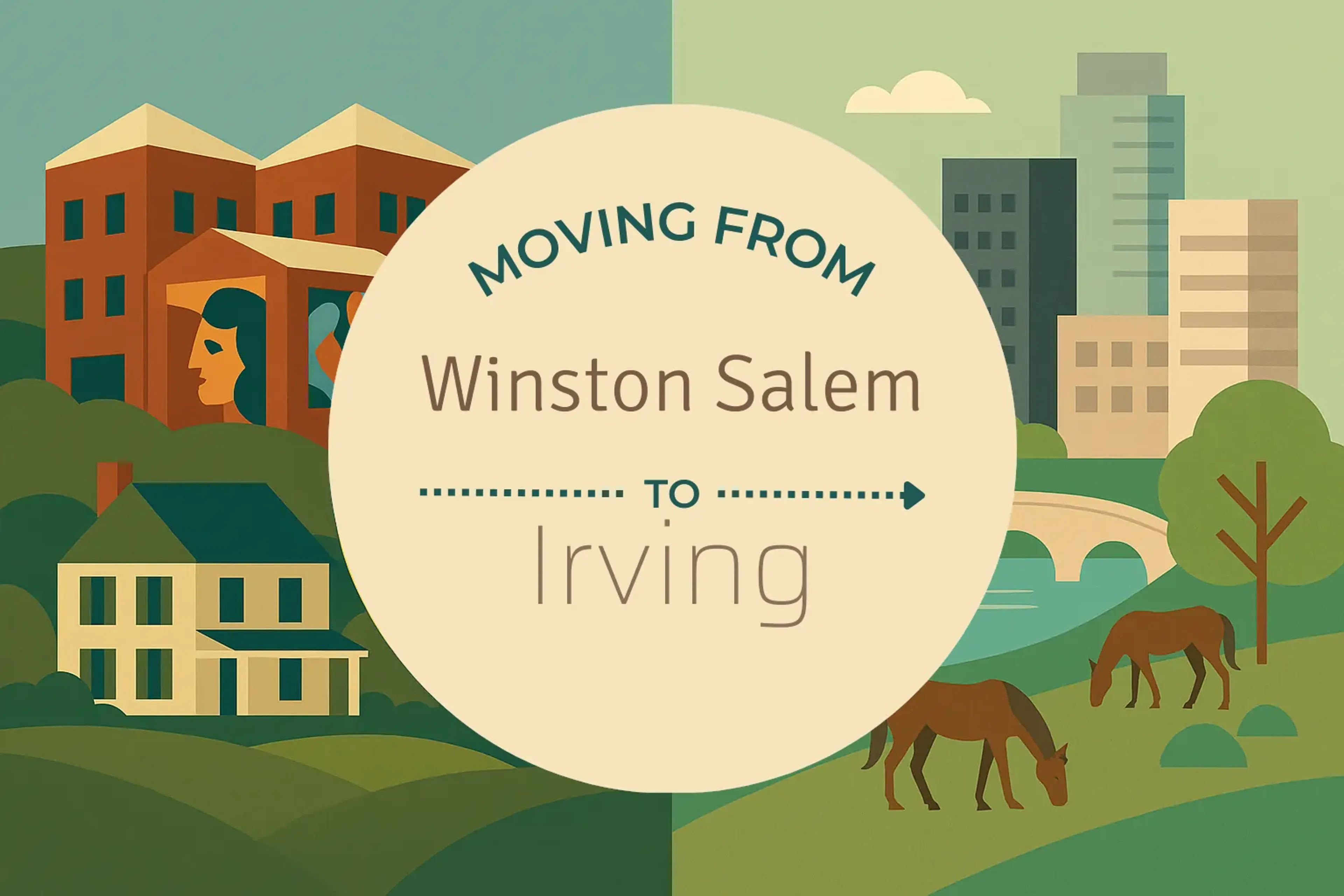 Side-by-side comparison of Winston Salem to Irving moving companies