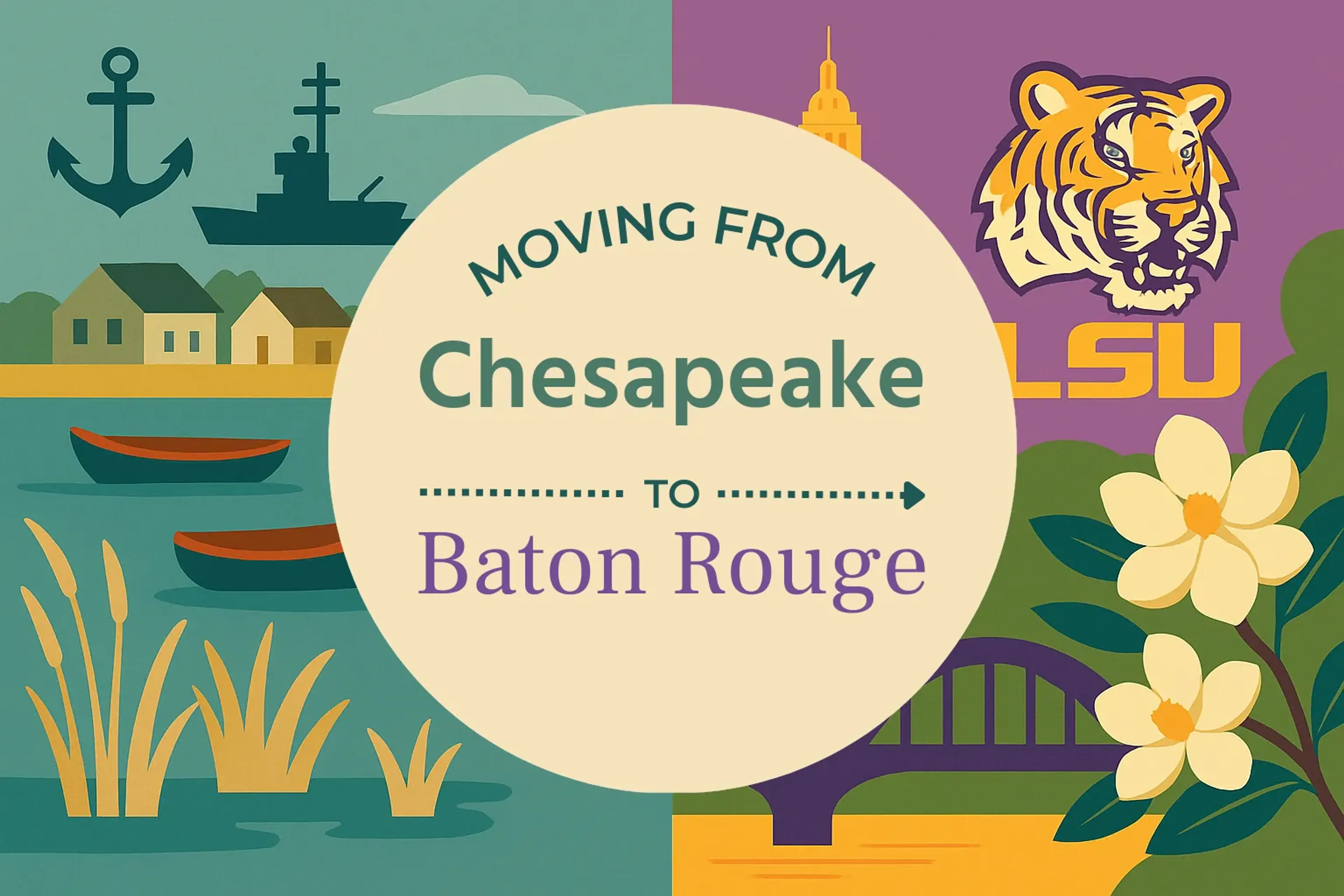 Side-by-side comparison of Chesapeake to Baton Rouge moving companies