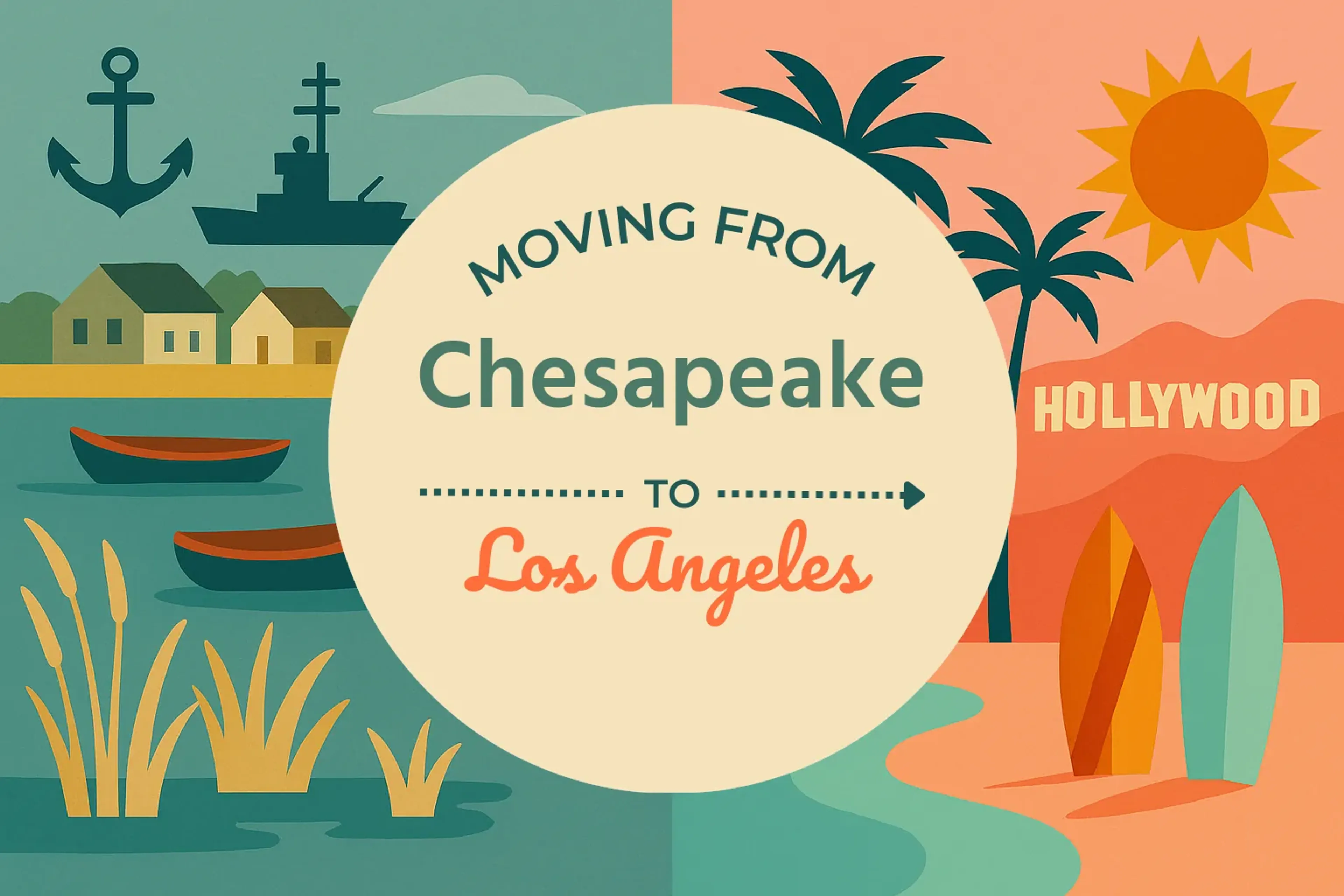 Side-by-side comparison of Chesapeake to Los Angeles moving companies