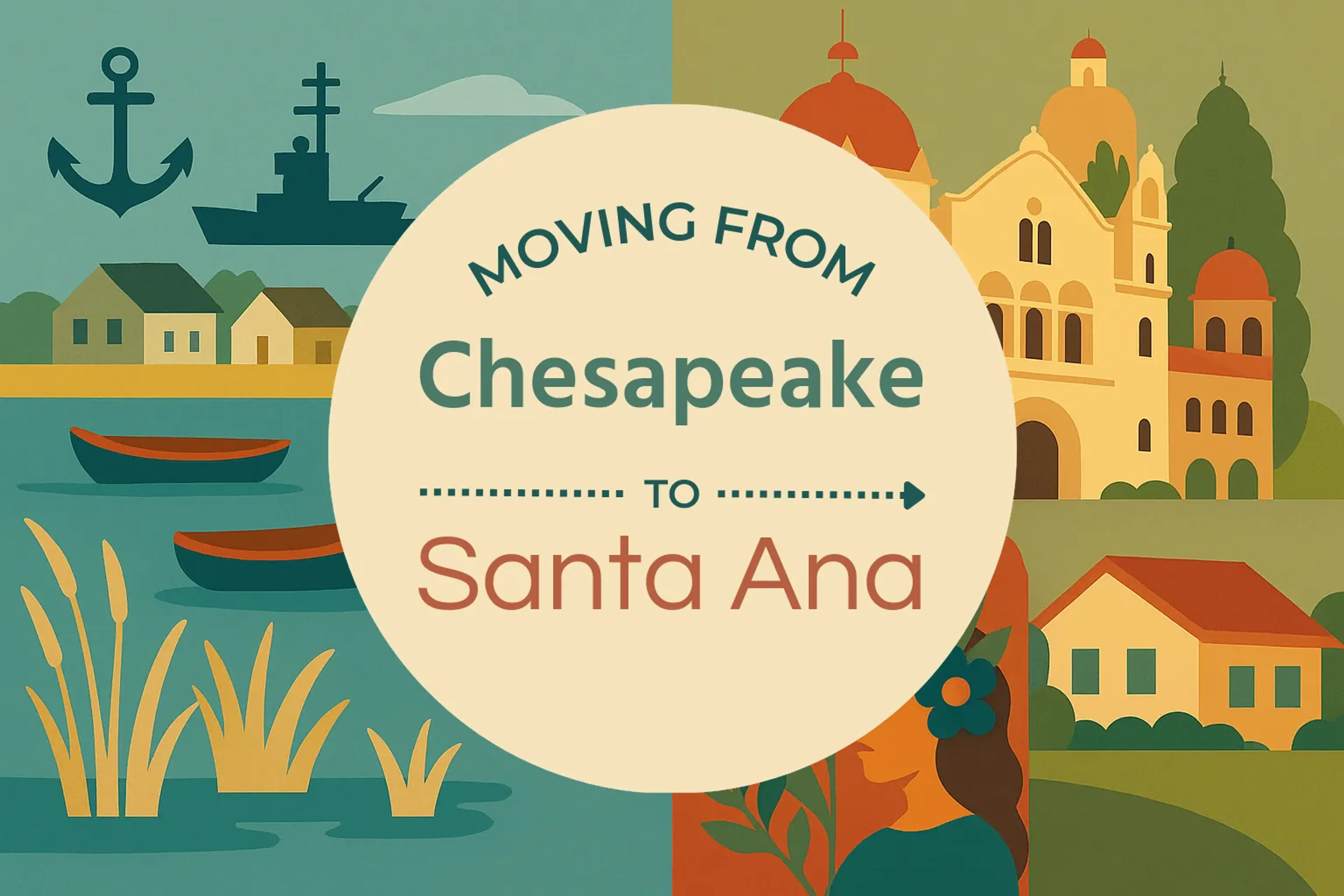 Side-by-side comparison of Chesapeake to Santa Ana moving companies
