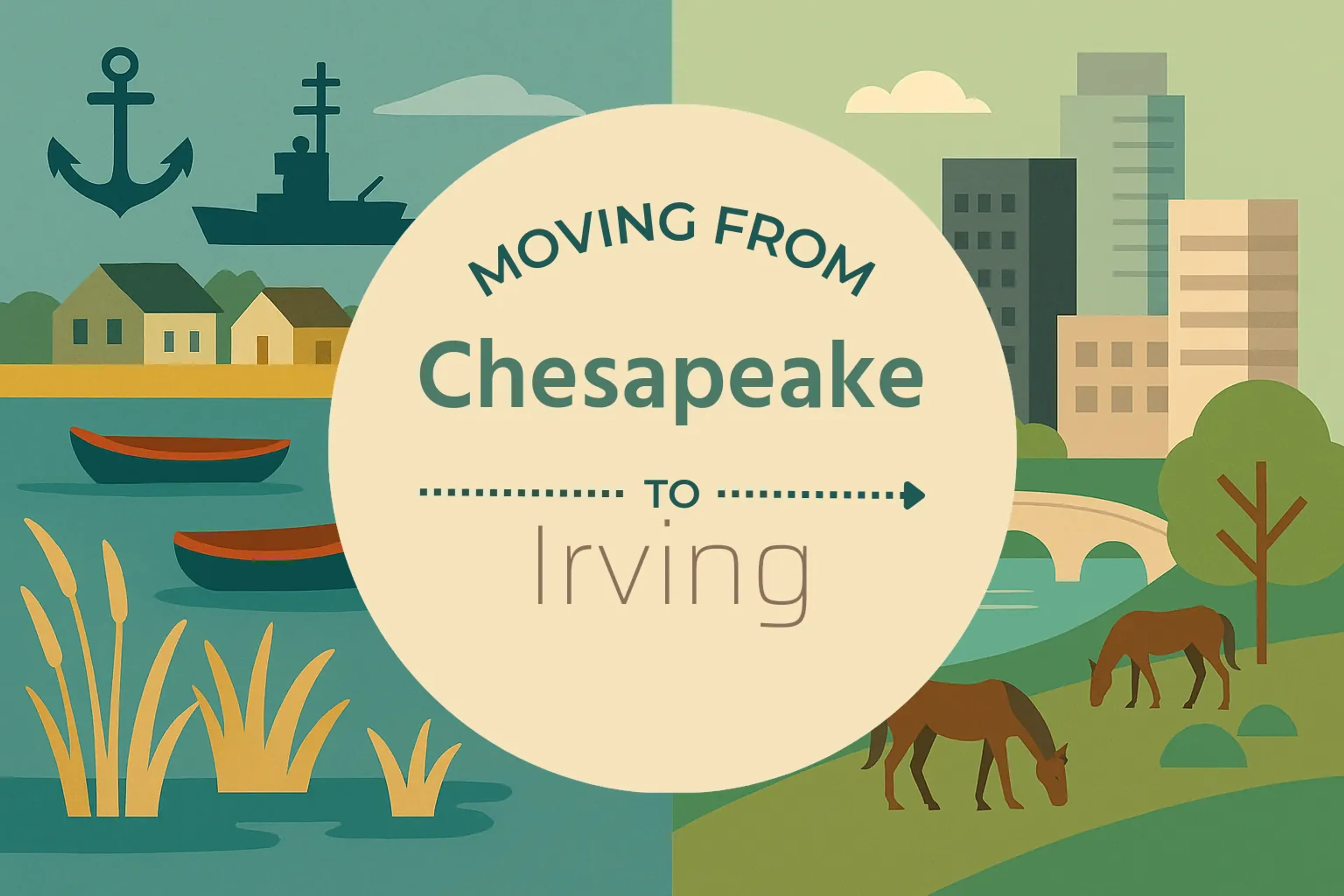 Side-by-side comparison of Chesapeake to Irving moving companies