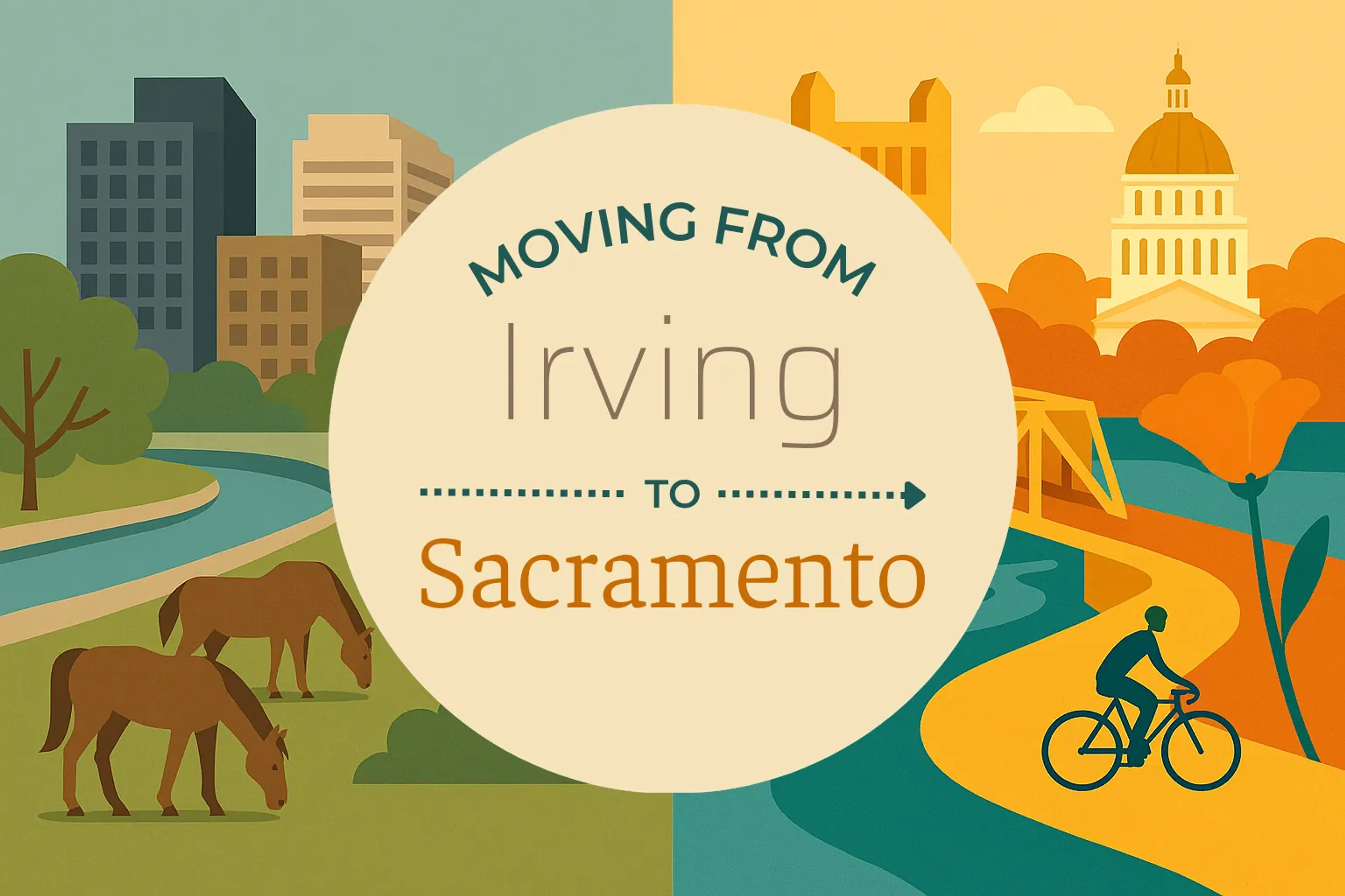 Side-by-side comparison of Irving to Sacramento moving companies