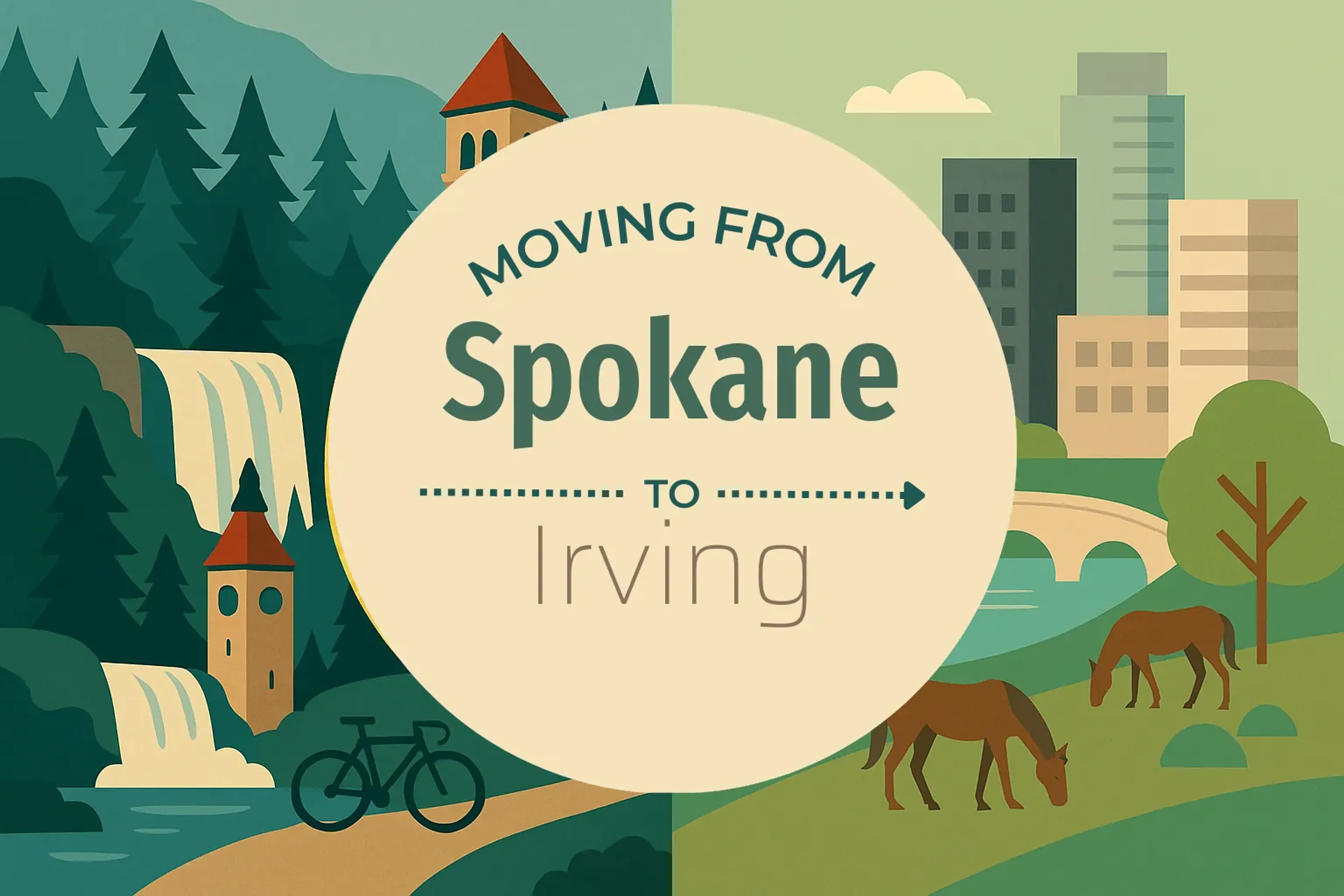 Side-by-side comparison of Spokane to Irving moving companies