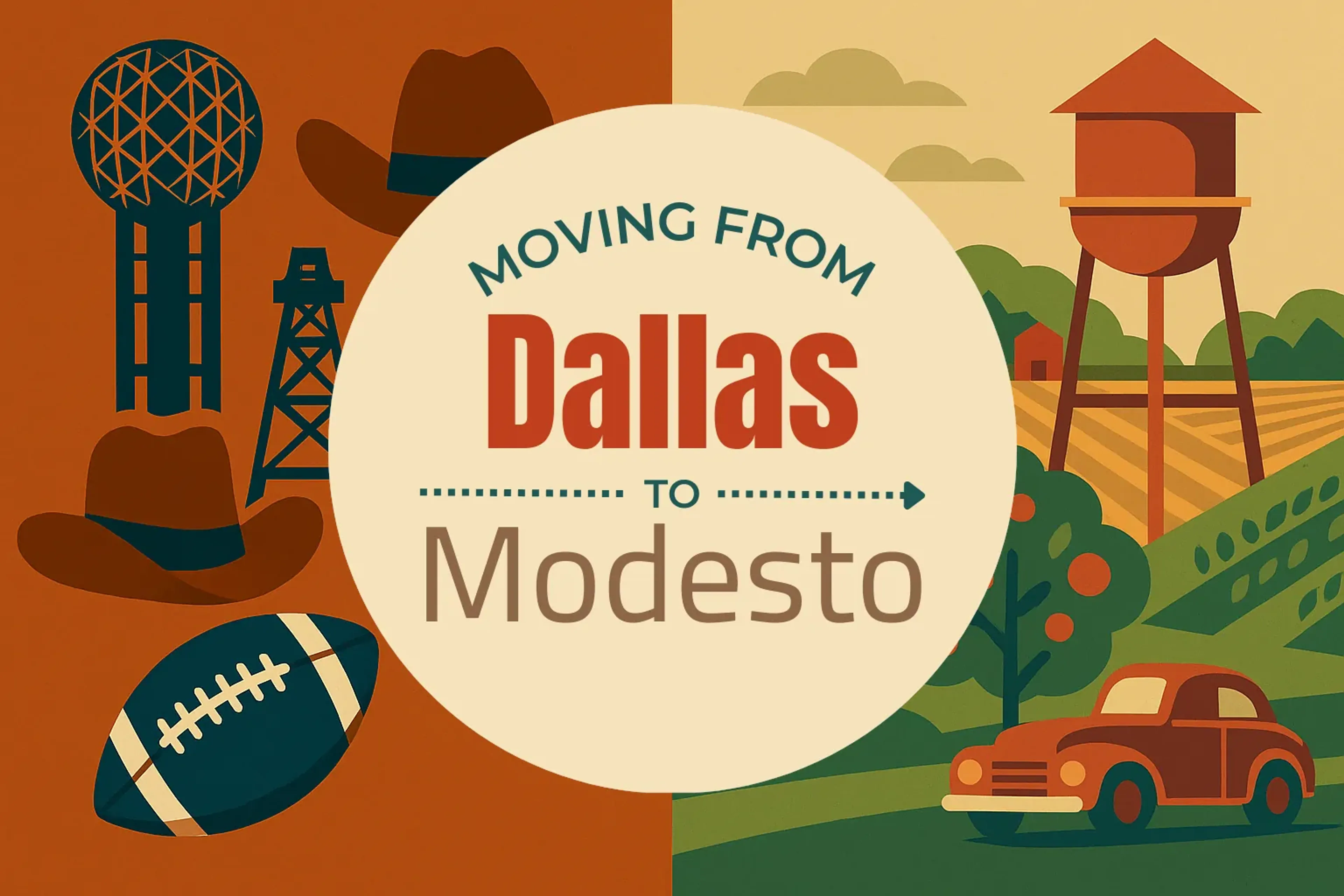 Side-by-side comparison of Dallas to Modesto moving companies