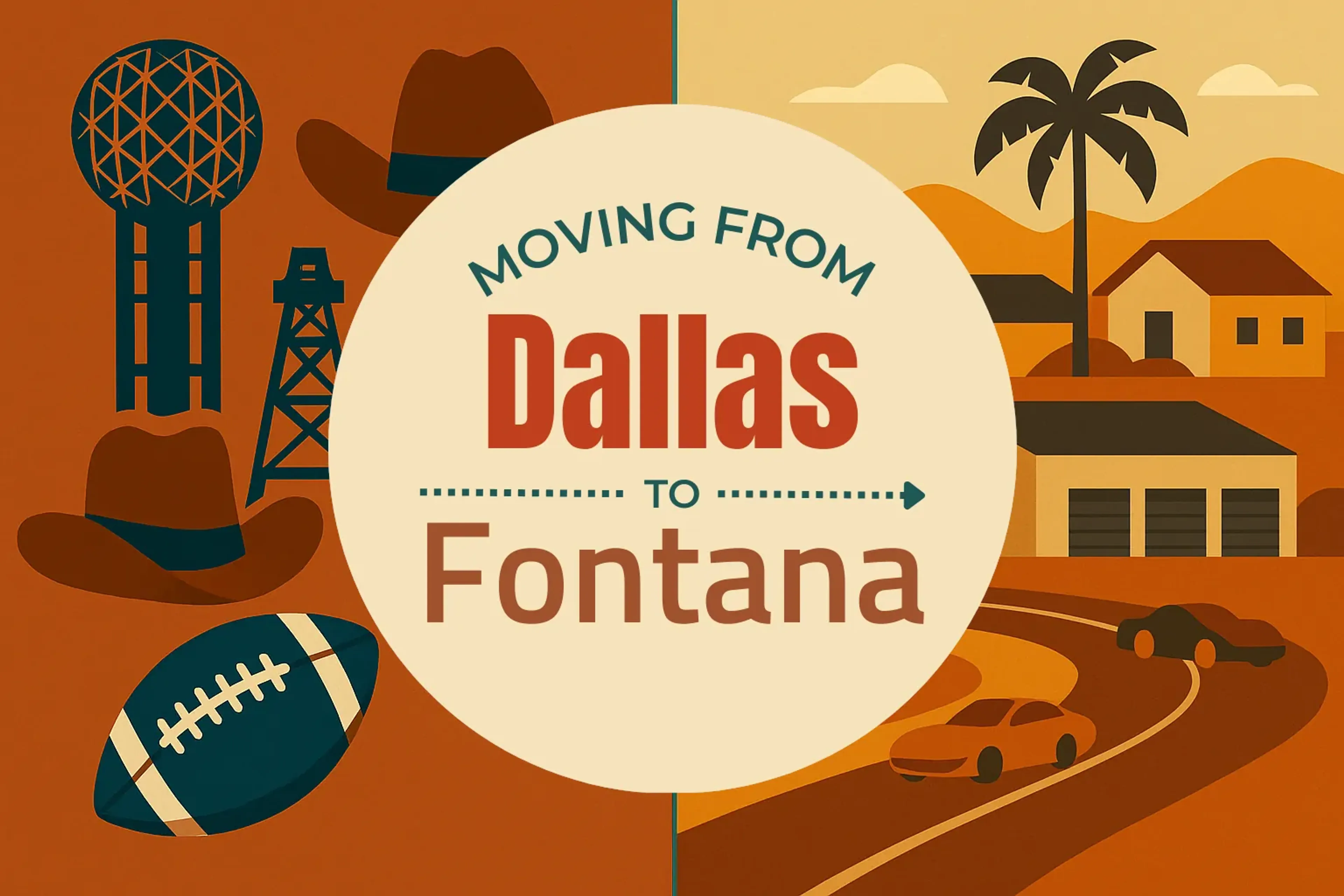 Side-by-side comparison of Dallas to Fontana moving companies