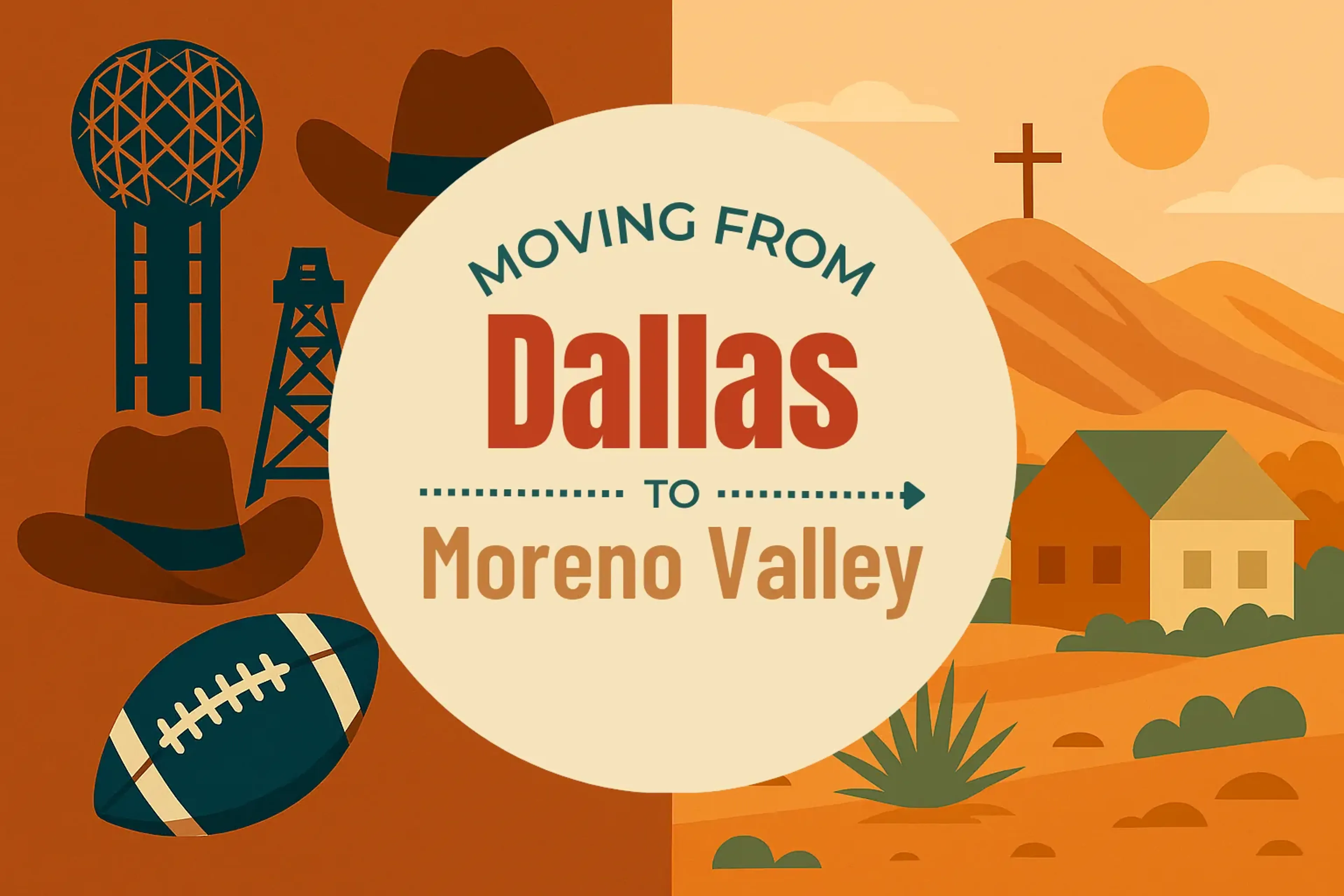 Side-by-side comparison of Dallas to Moreno Valley moving companies