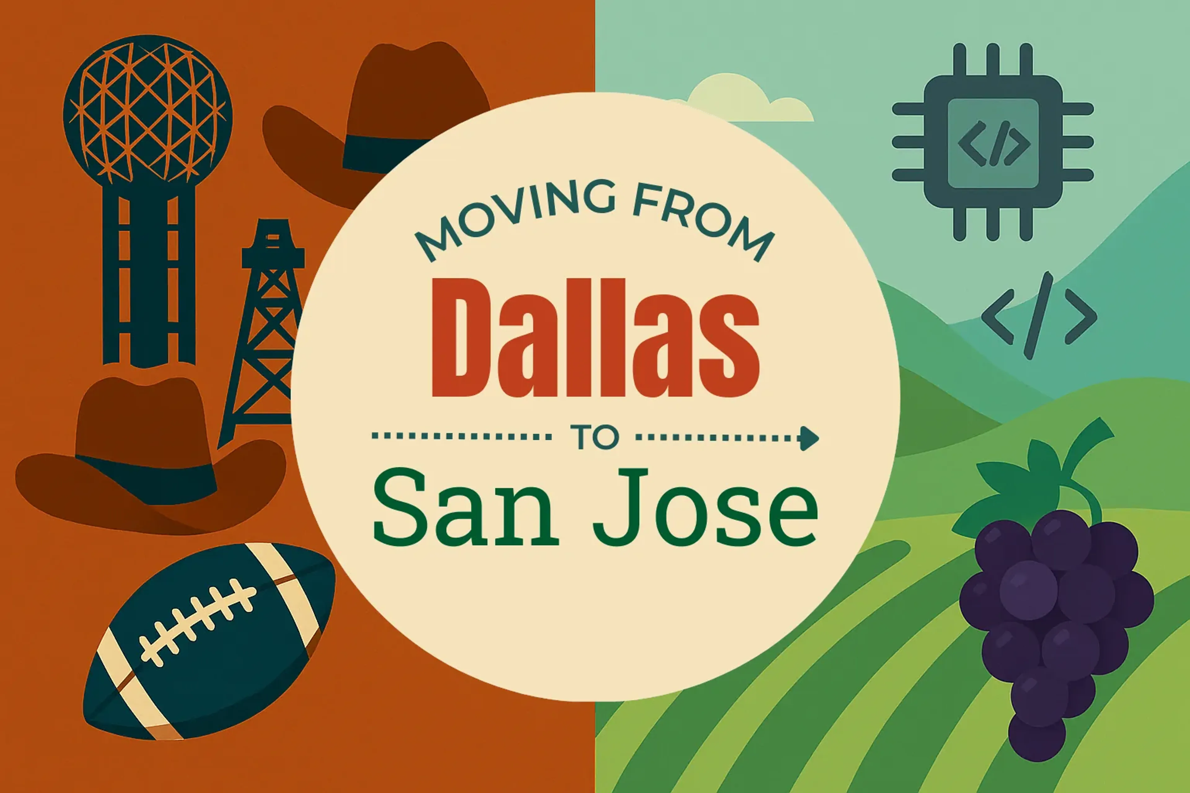 Side-by-side comparison of Dallas to San Jose moving companies