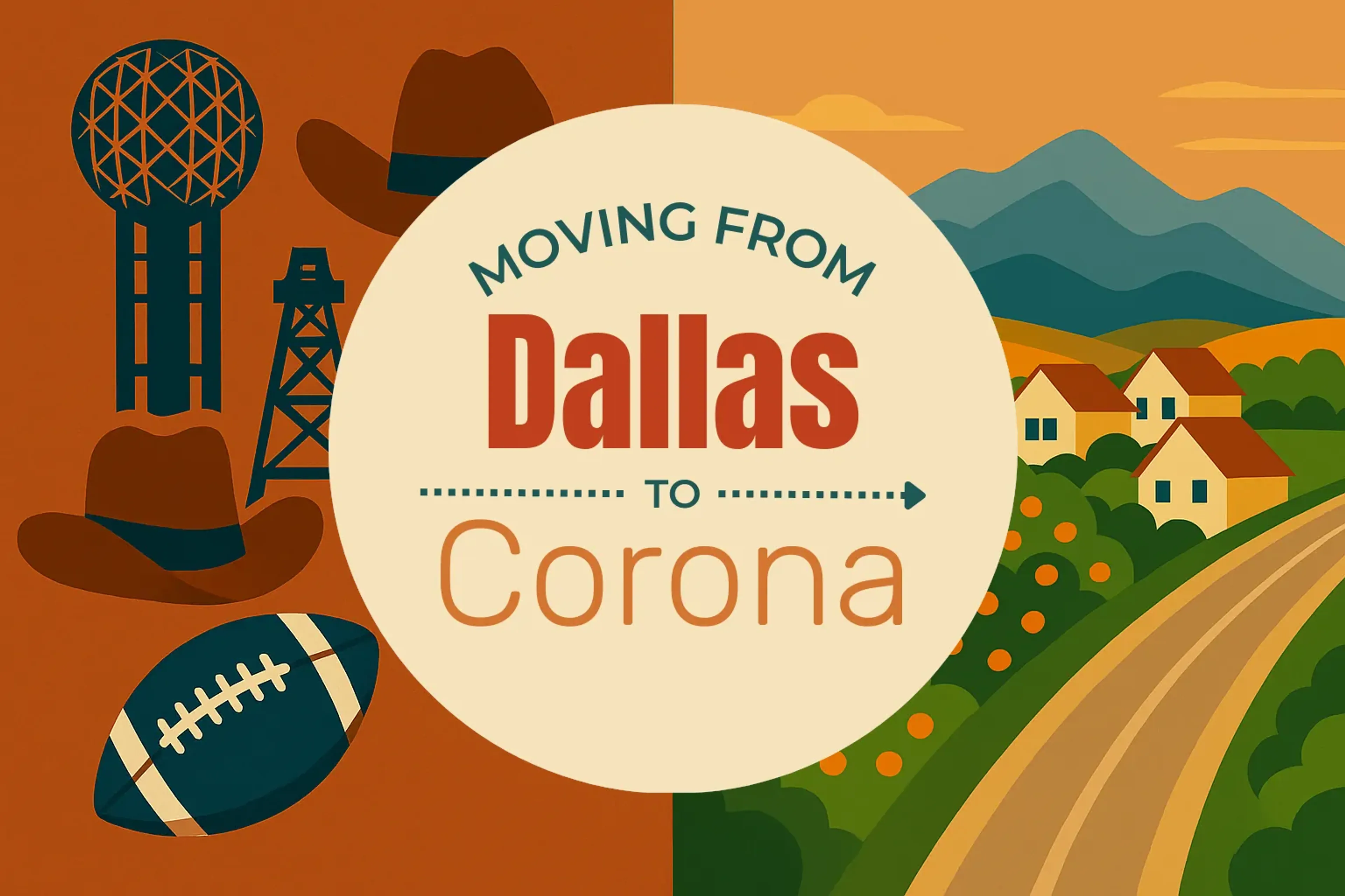 Side-by-side comparison of Dallas to Corona moving companies