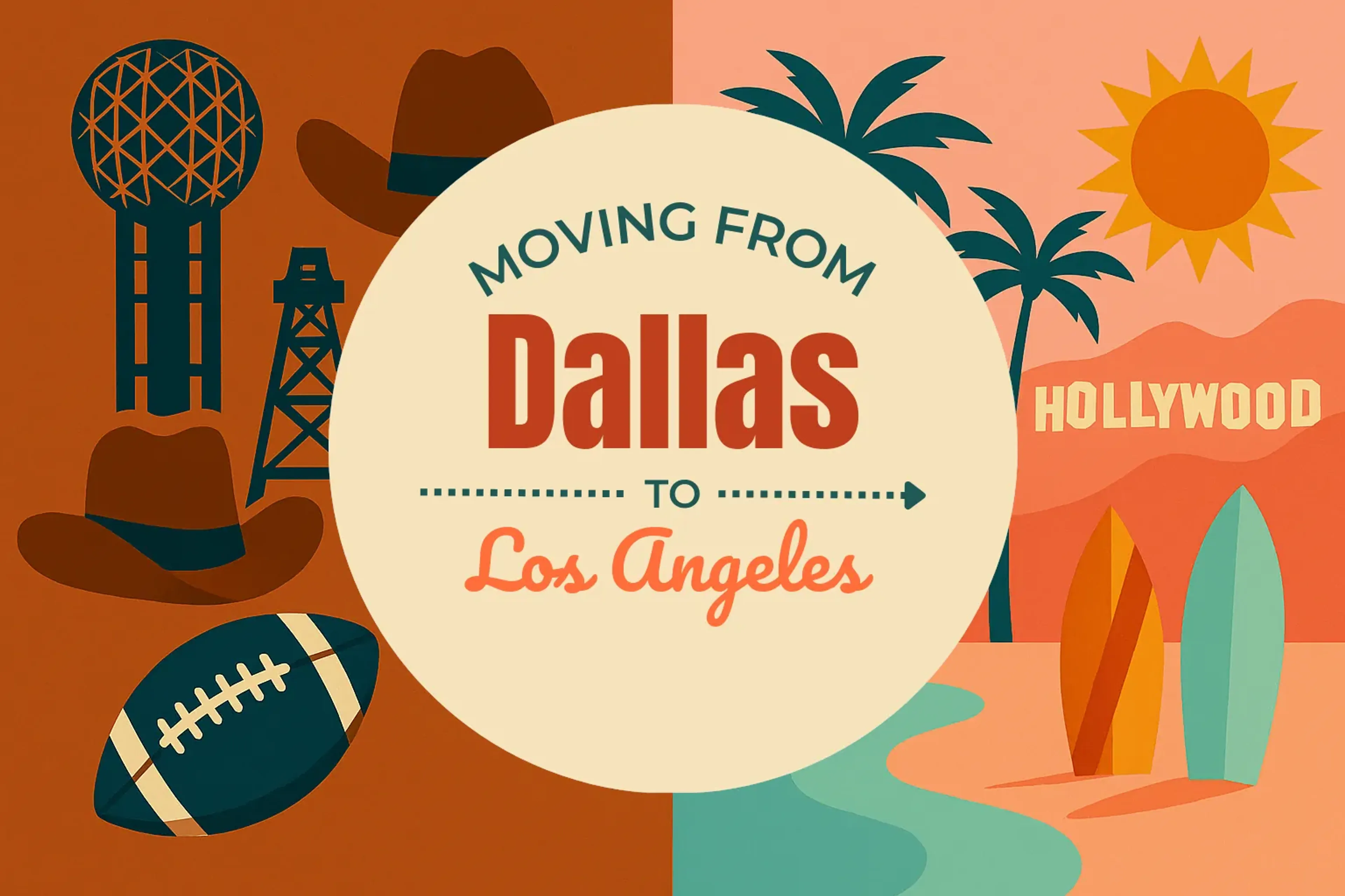 Side-by-side comparison of Dallas to Los Angeles moving companies