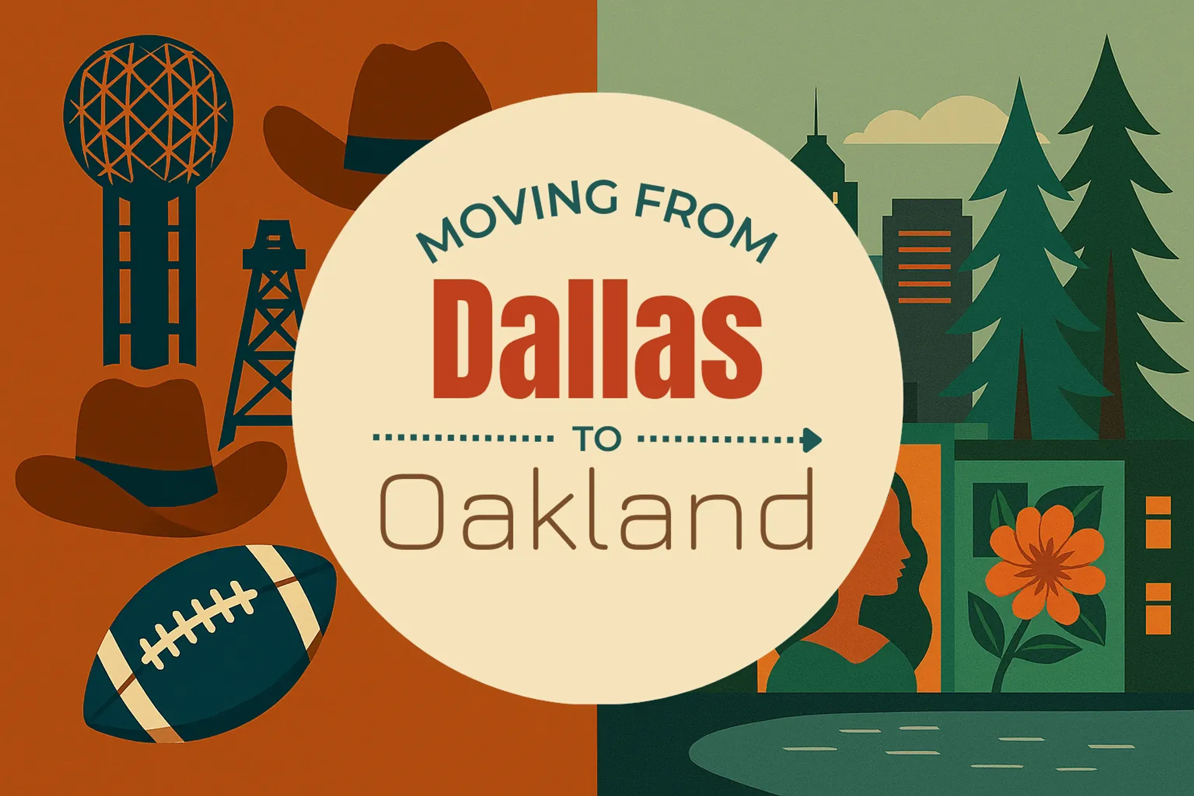 Side-by-side comparison of Dallas to Oakland moving companies