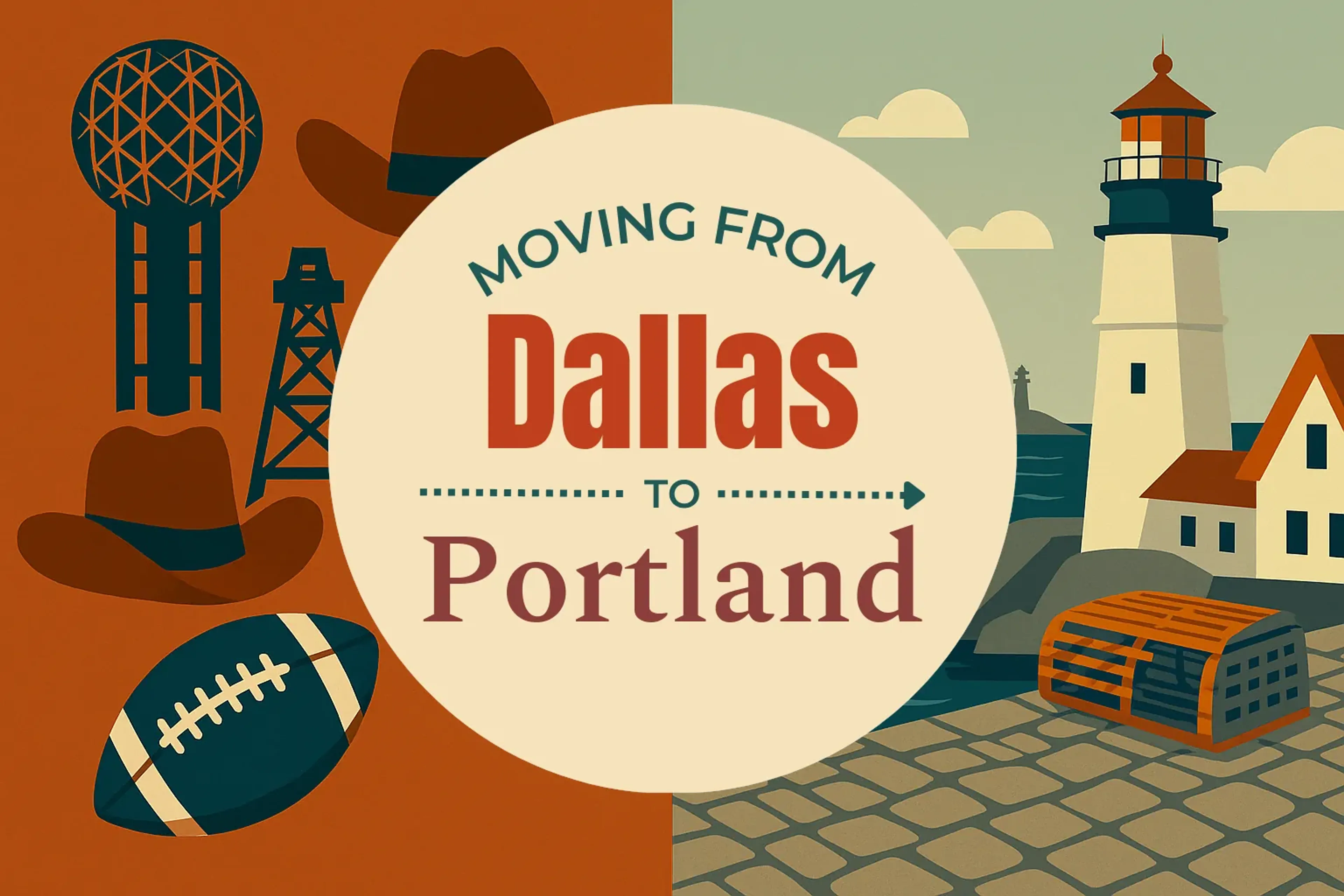 Side-by-side comparison of Dallas to Portland moving companies