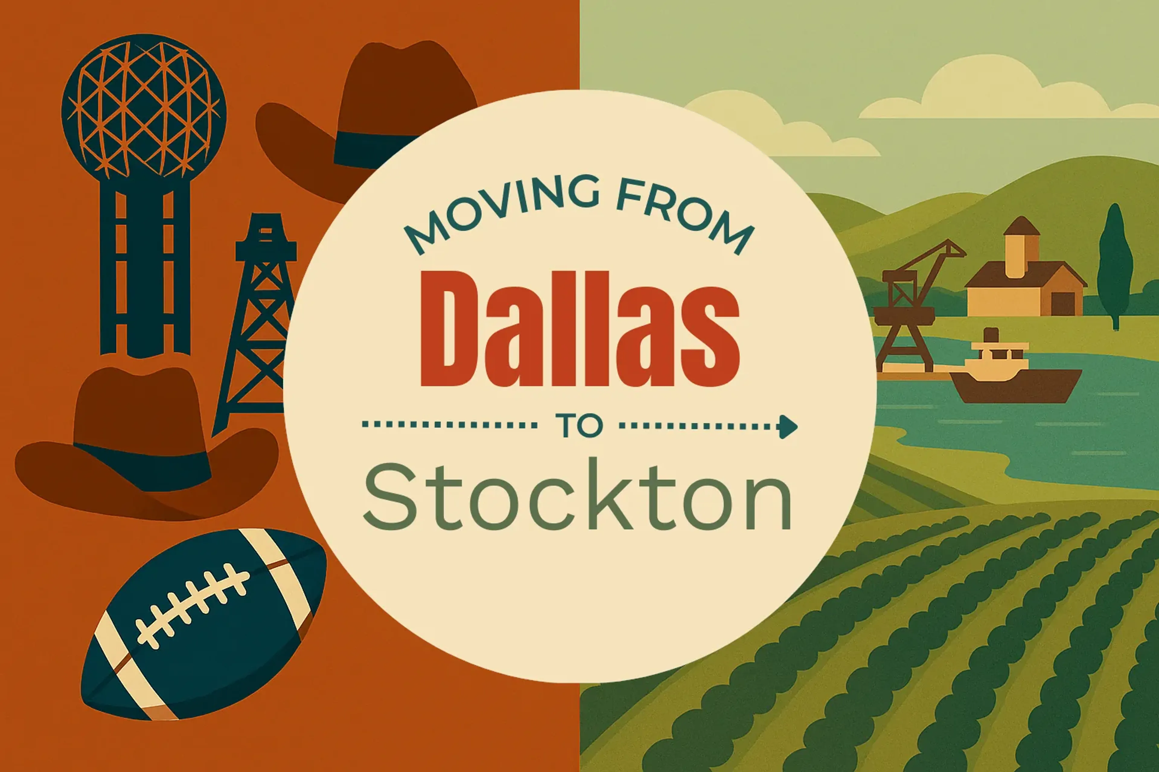 Side-by-side comparison of Dallas to Stockton moving companies